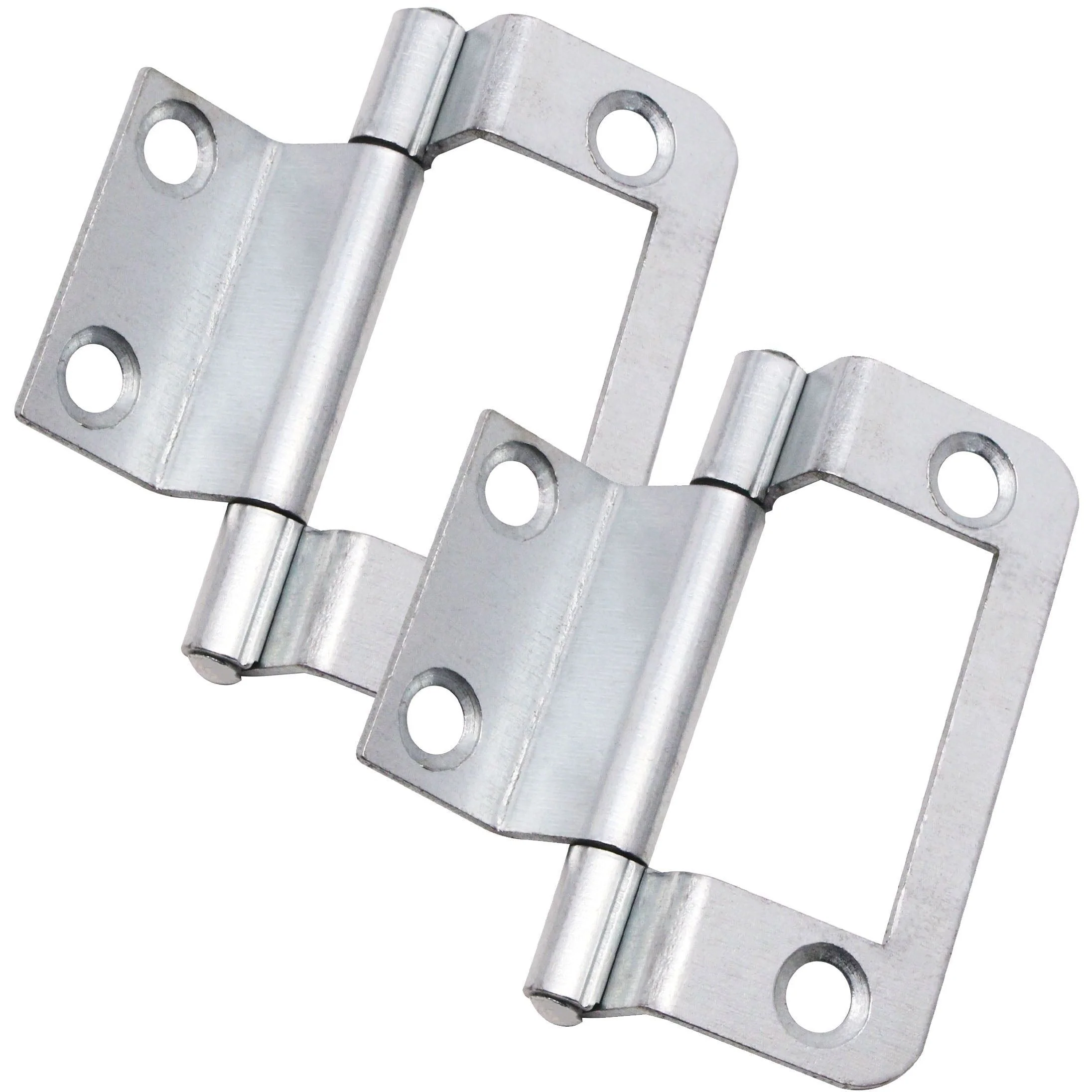 Steel Double Cranked Flush Cabinet Hinges - 50mm - Zinc Plated - Pair - EXCLUDING Screws - Image 2