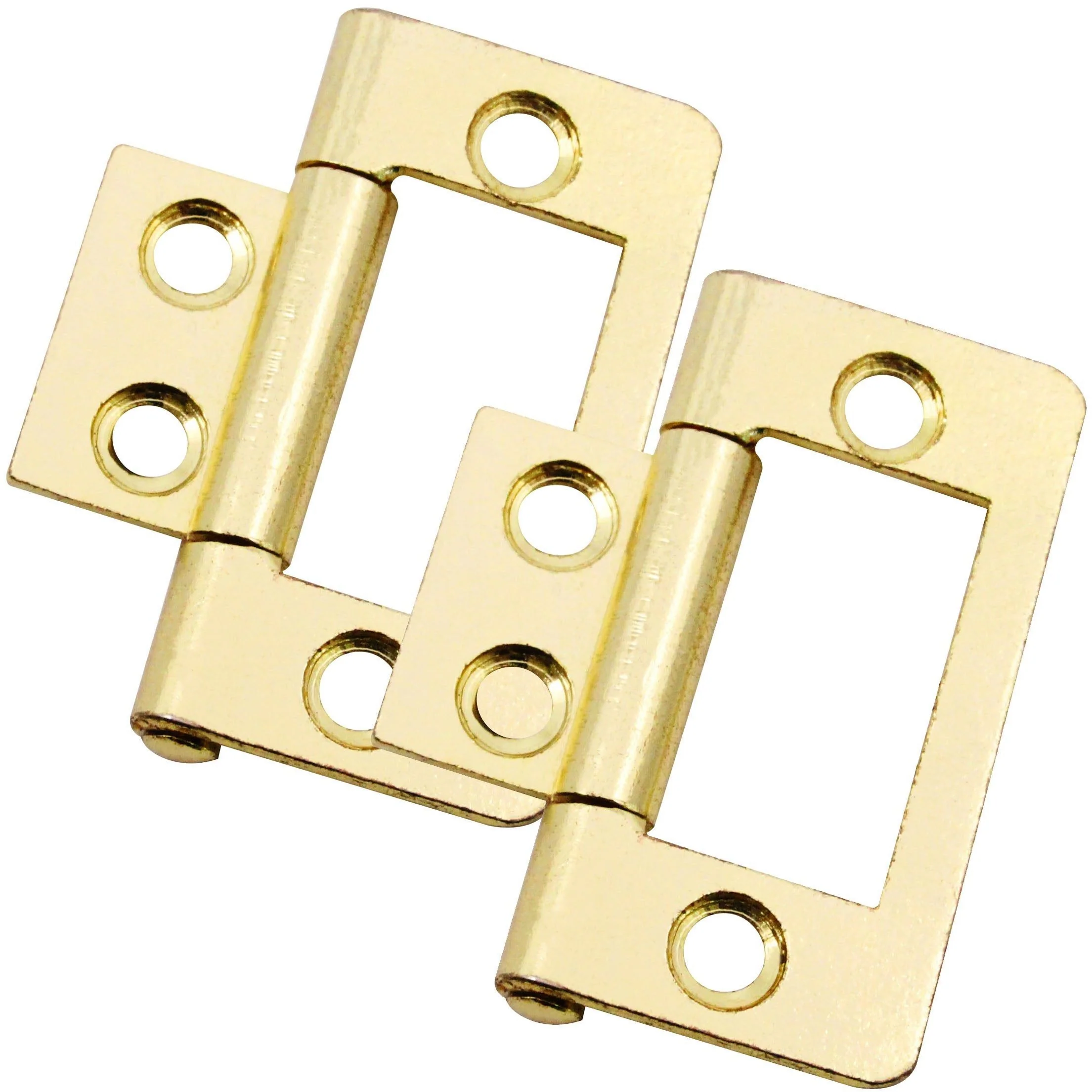 Steel Flush Cabinet Hinges - 40mm - Brass Plated - Pair - EXCLUDING Screws