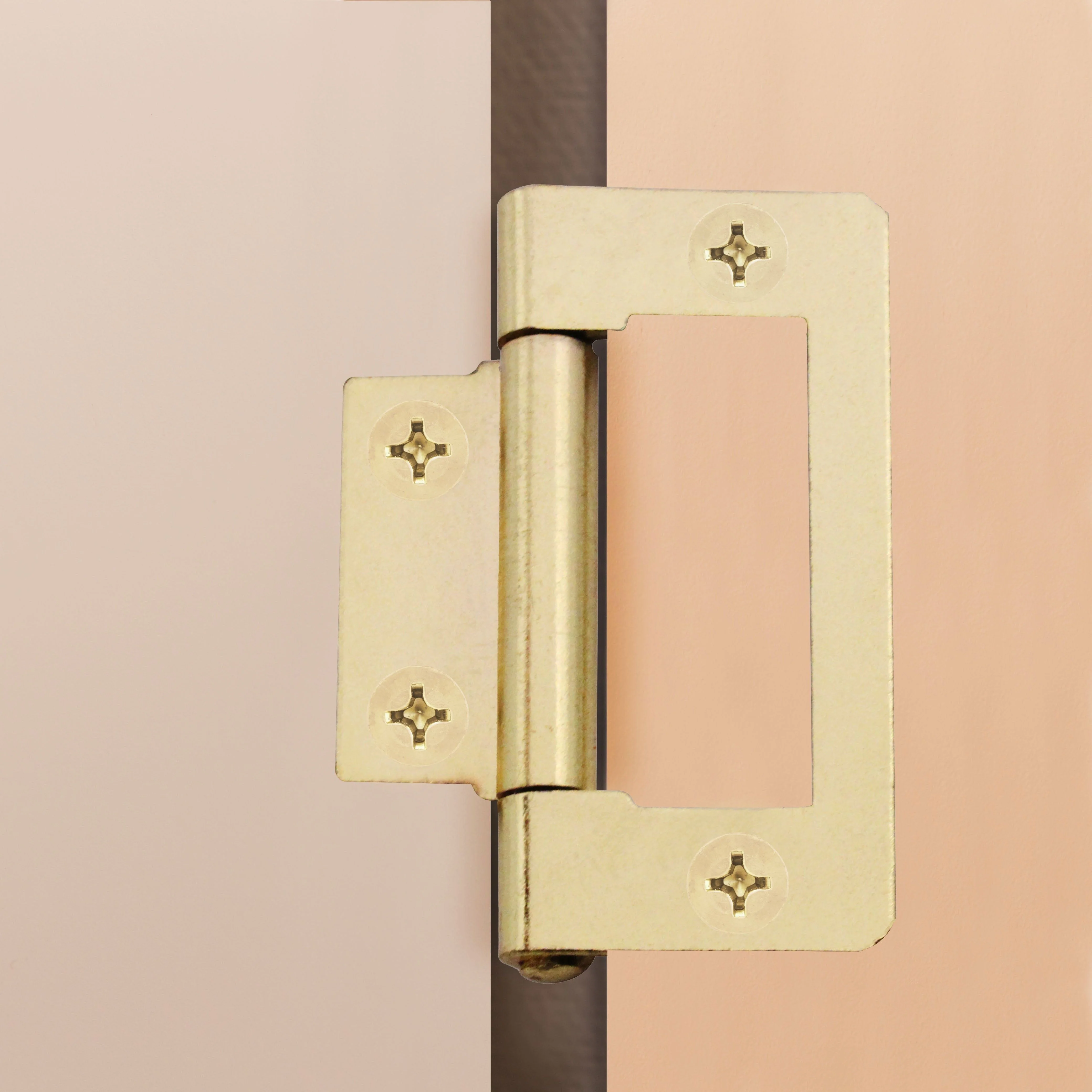 Steel Flush Cabinet Hinges - 50mm - Brass Plated - Pair - EXCLUDING Screws - Image 7