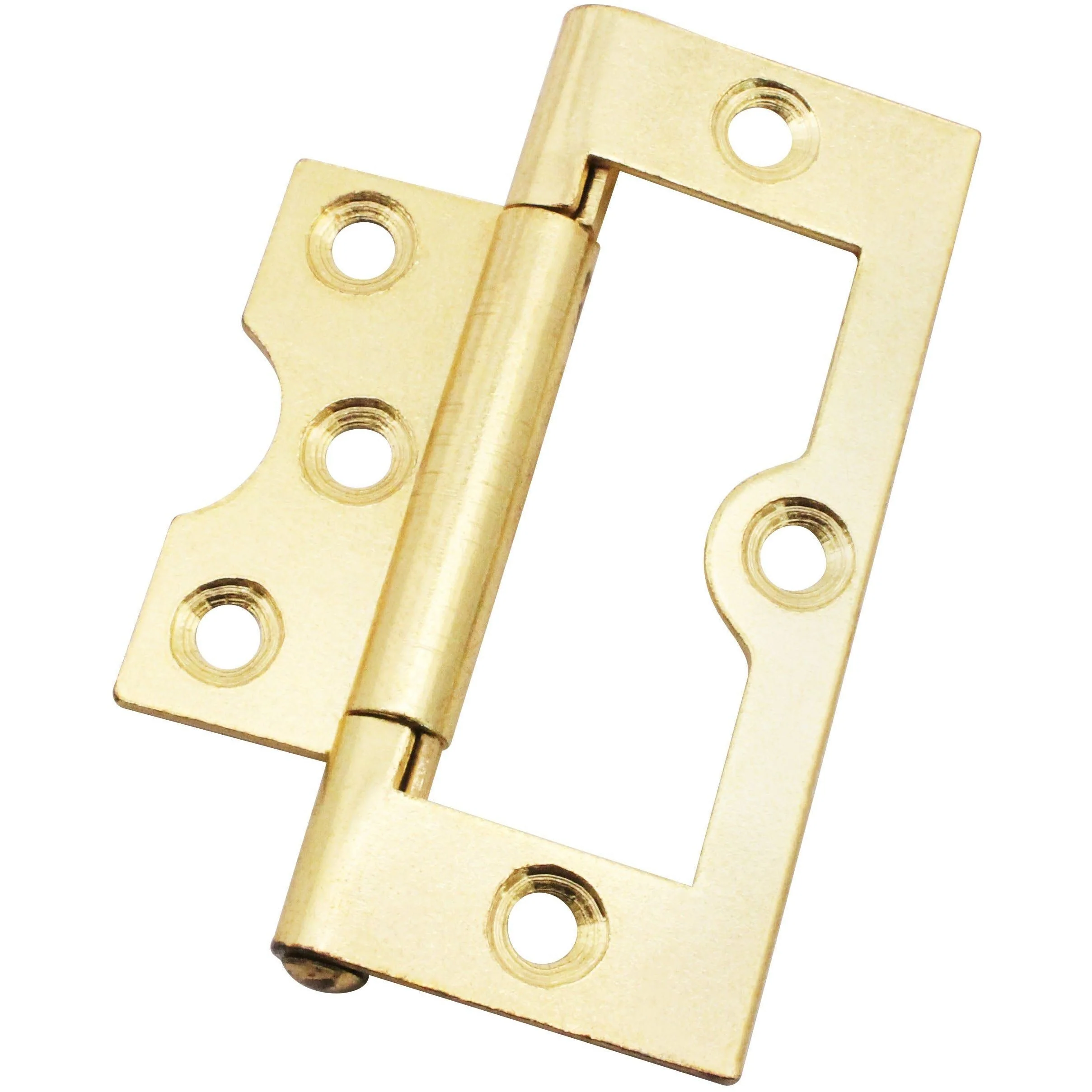 Steel Flush Cabinet Hinges - 75mm - Brass Plated - Pair - EXCLUDING Screws - Image 2