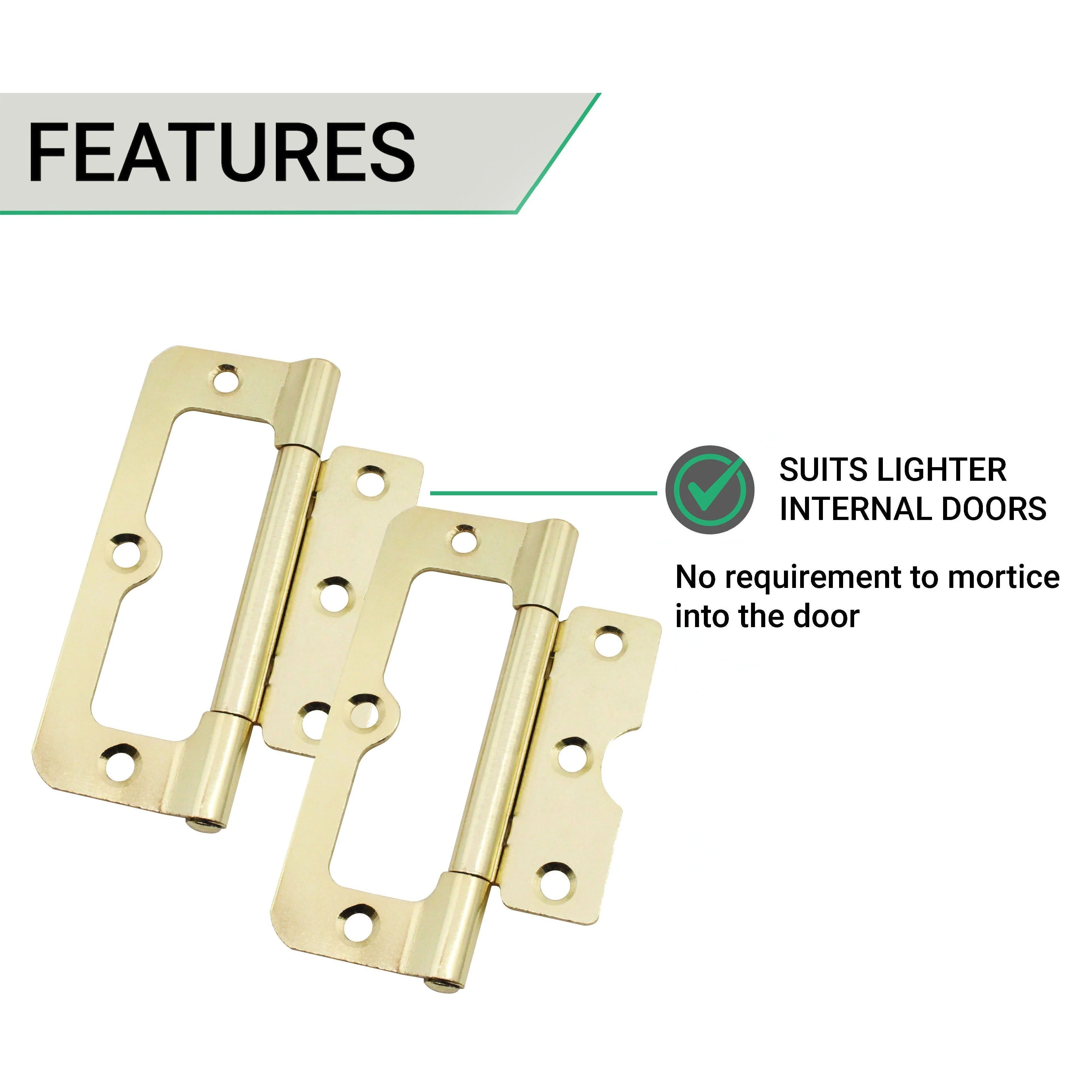 Fixed Pin Hurlinge Cabinet Hinge - 102mm - Brass Plated - Pair - EXCLUDING Screws - Image 4