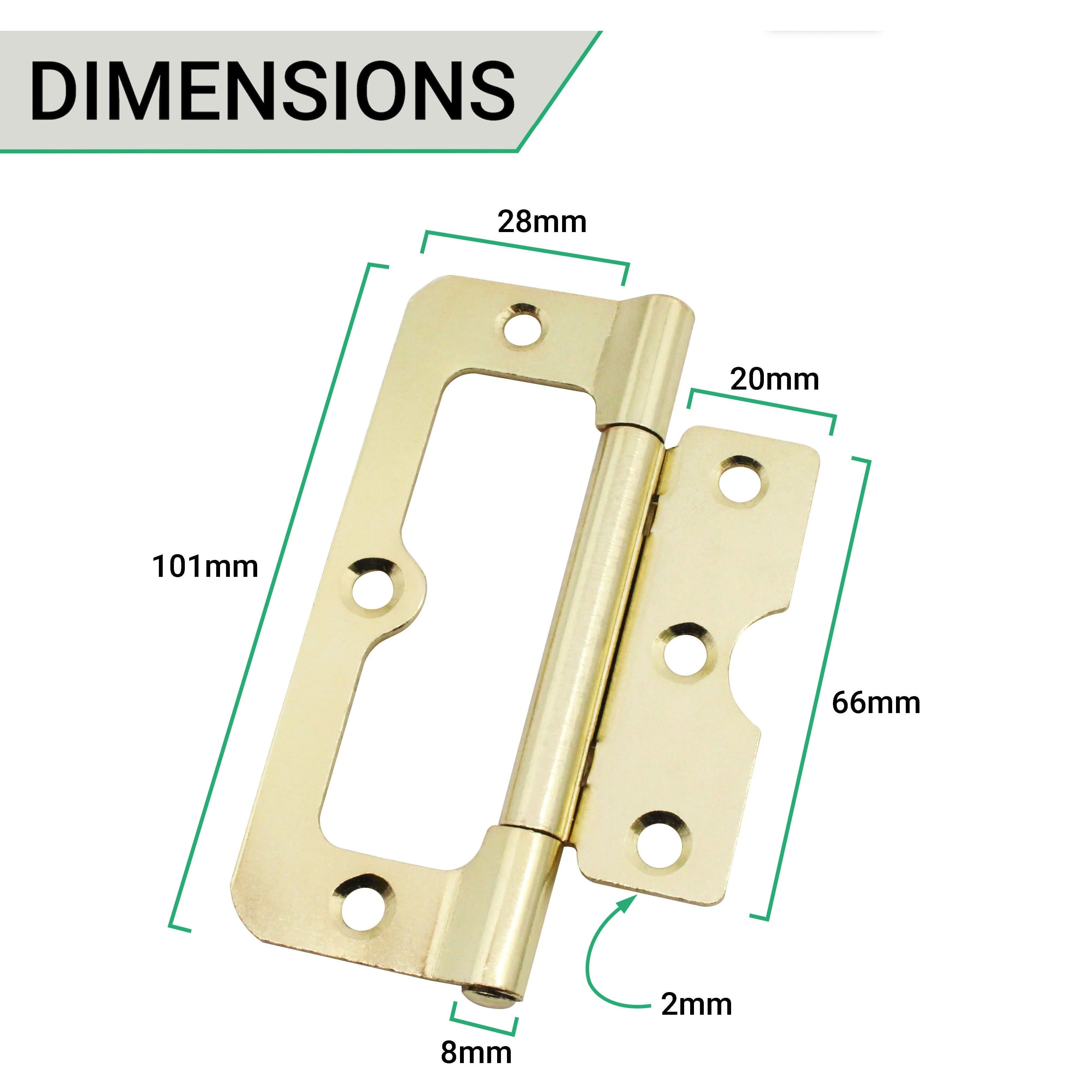 Fixed Pin Hurlinge Cabinet Hinge - 102mm - Brass Plated - Pair - EXCLUDING Screws - Image 5