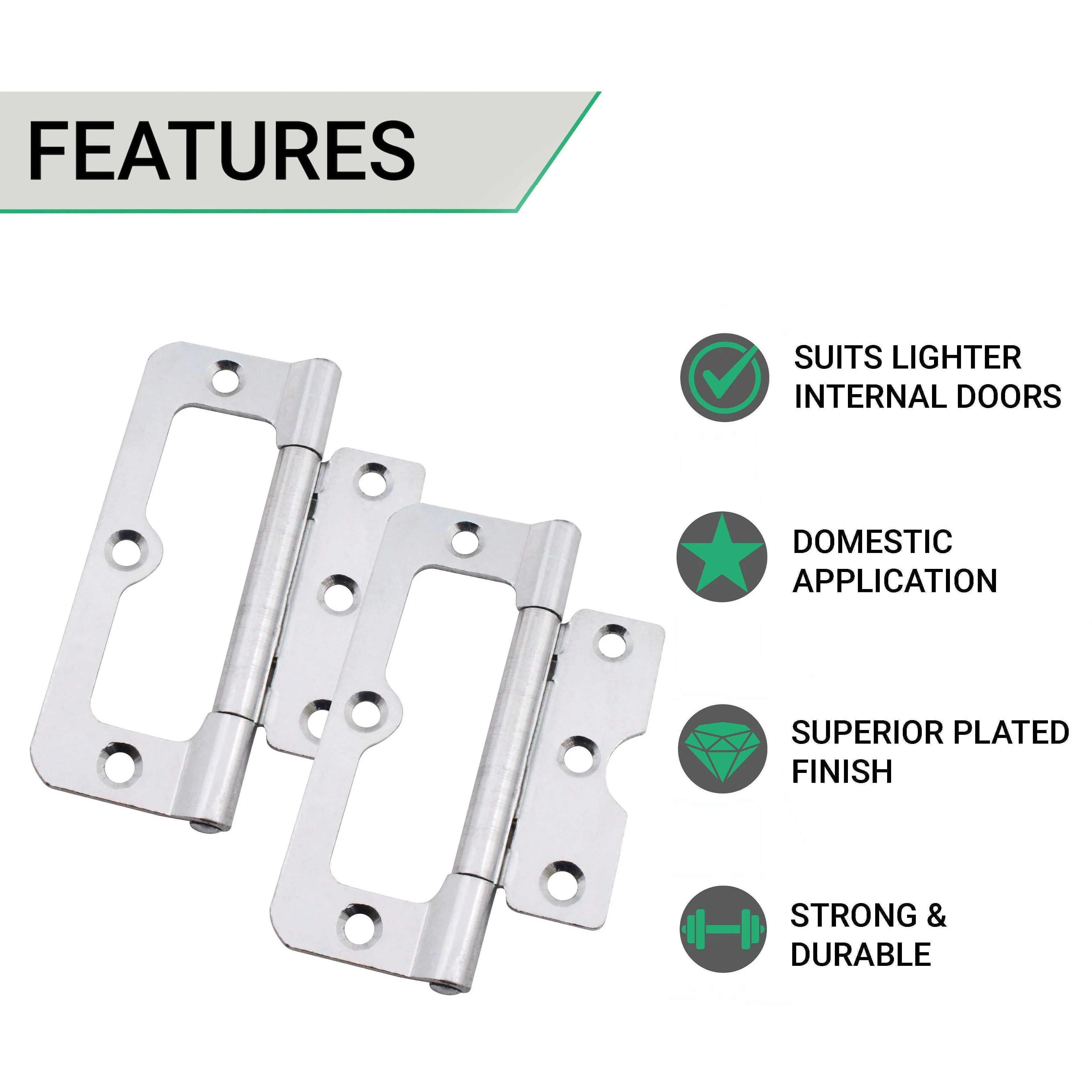 Fixed Pin Hurlinge Cabinet Hinge - 102mm - Zinc Plated - Pair - EXCLUDING Screws - Image 3