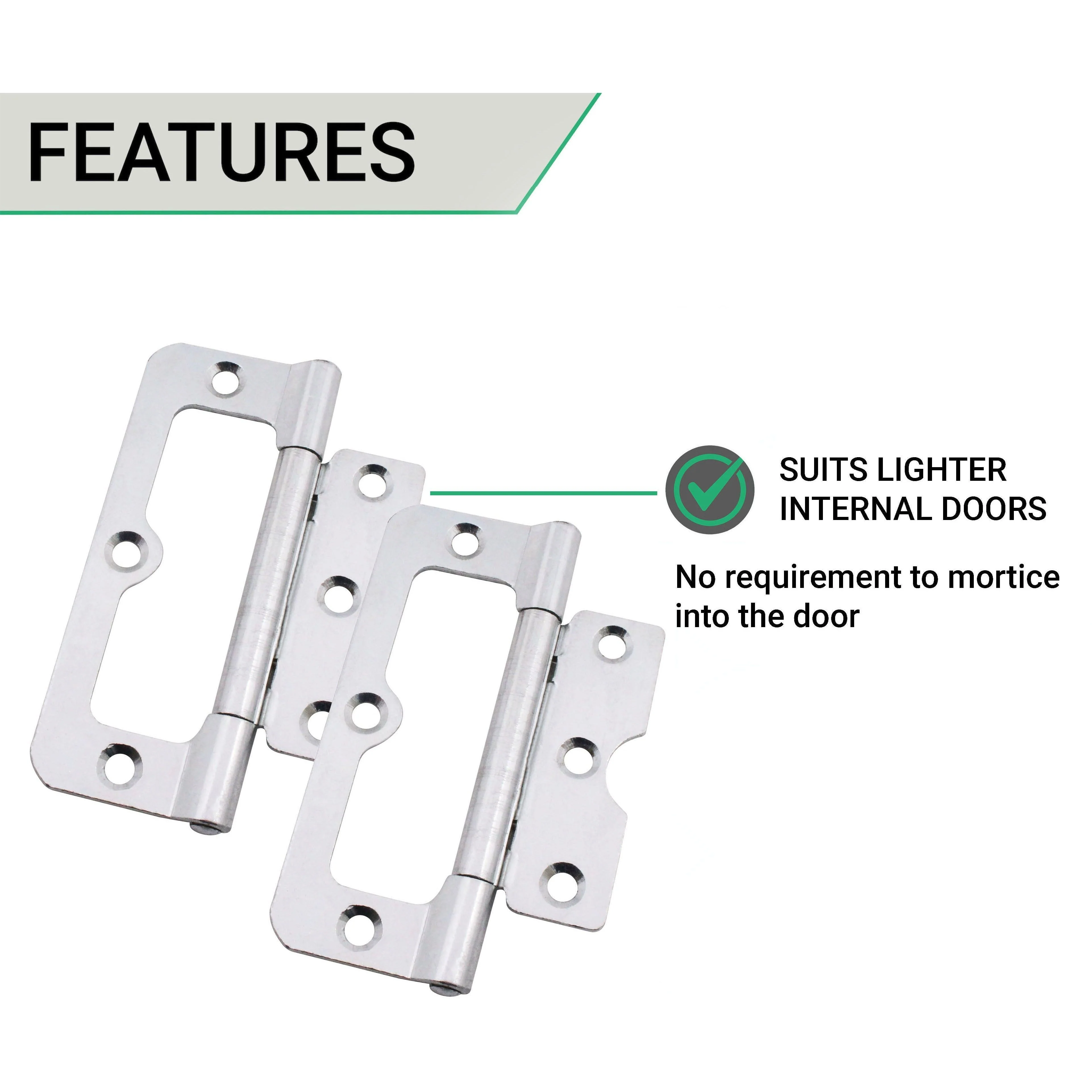 Fixed Pin Hurlinge Cabinet Hinge - 102mm - Zinc Plated - Pair - EXCLUDING Screws - Image 4