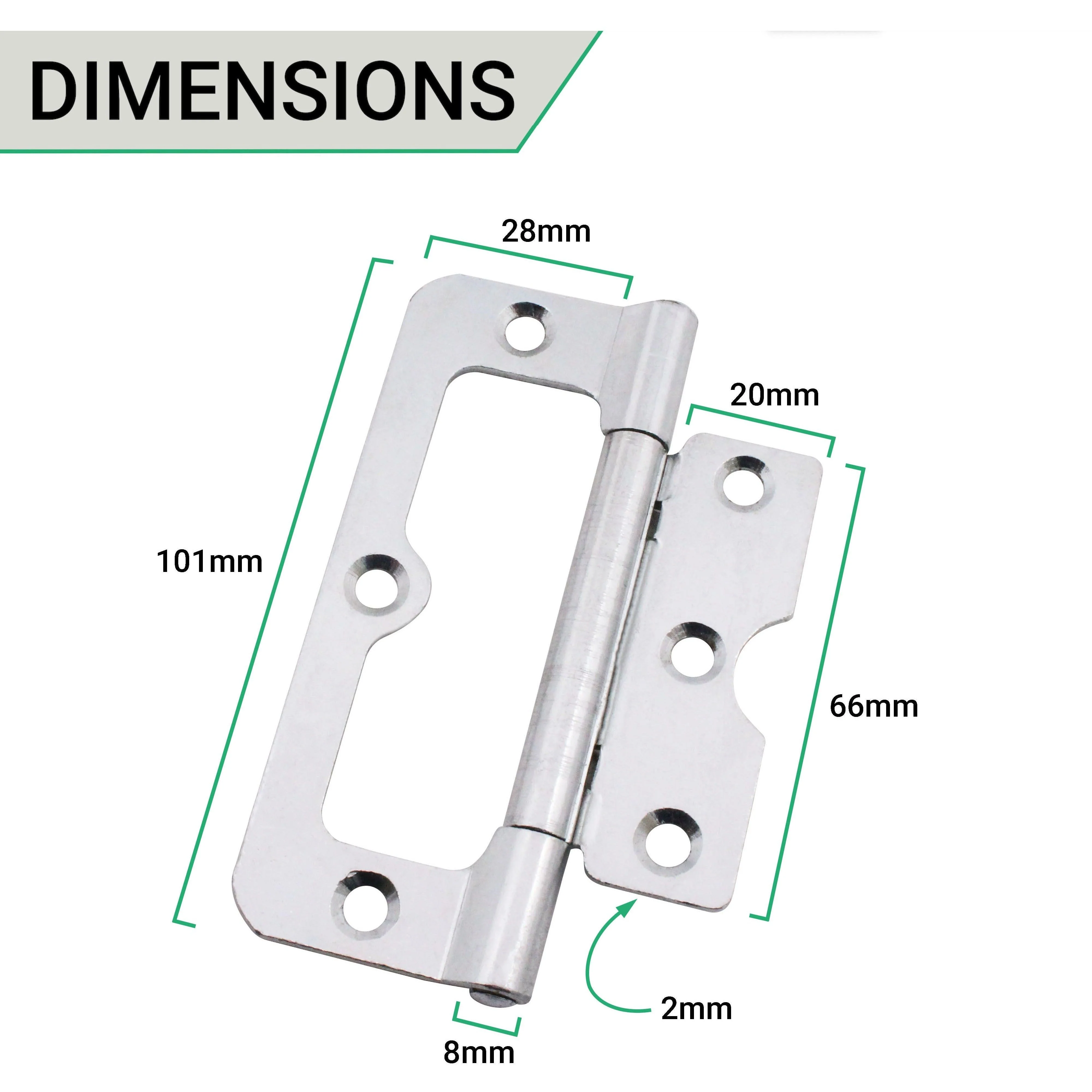 Fixed Pin Hurlinge Cabinet Hinge - 102mm - Zinc Plated - Pair - EXCLUDING Screws - Image 5