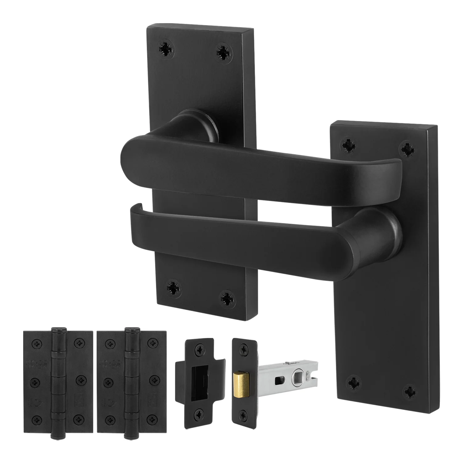 Straight Pattern Black Door Handle Pack - 76mm Latch