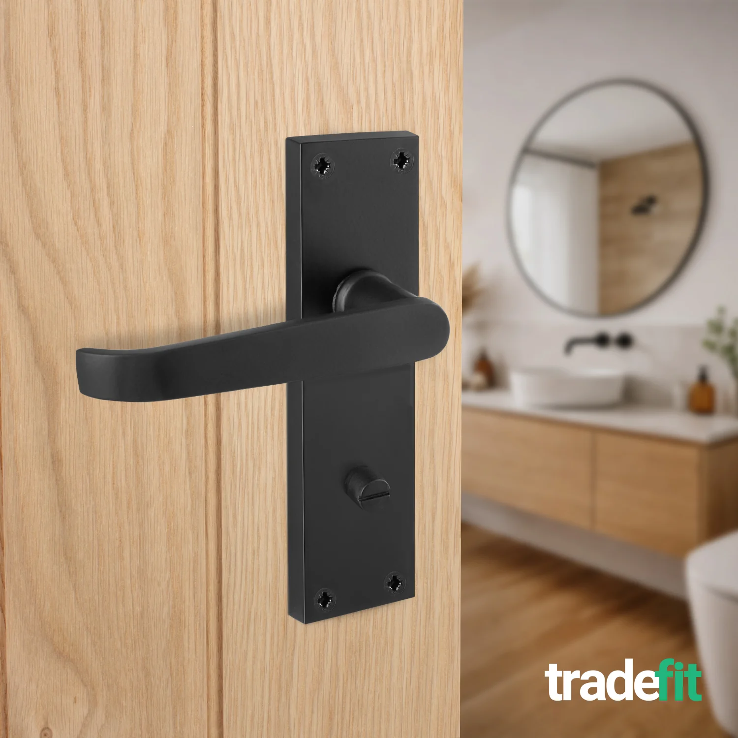 Straight Pattern Black Door Handle Pack - 80mm Bathroom Lock - Image 6