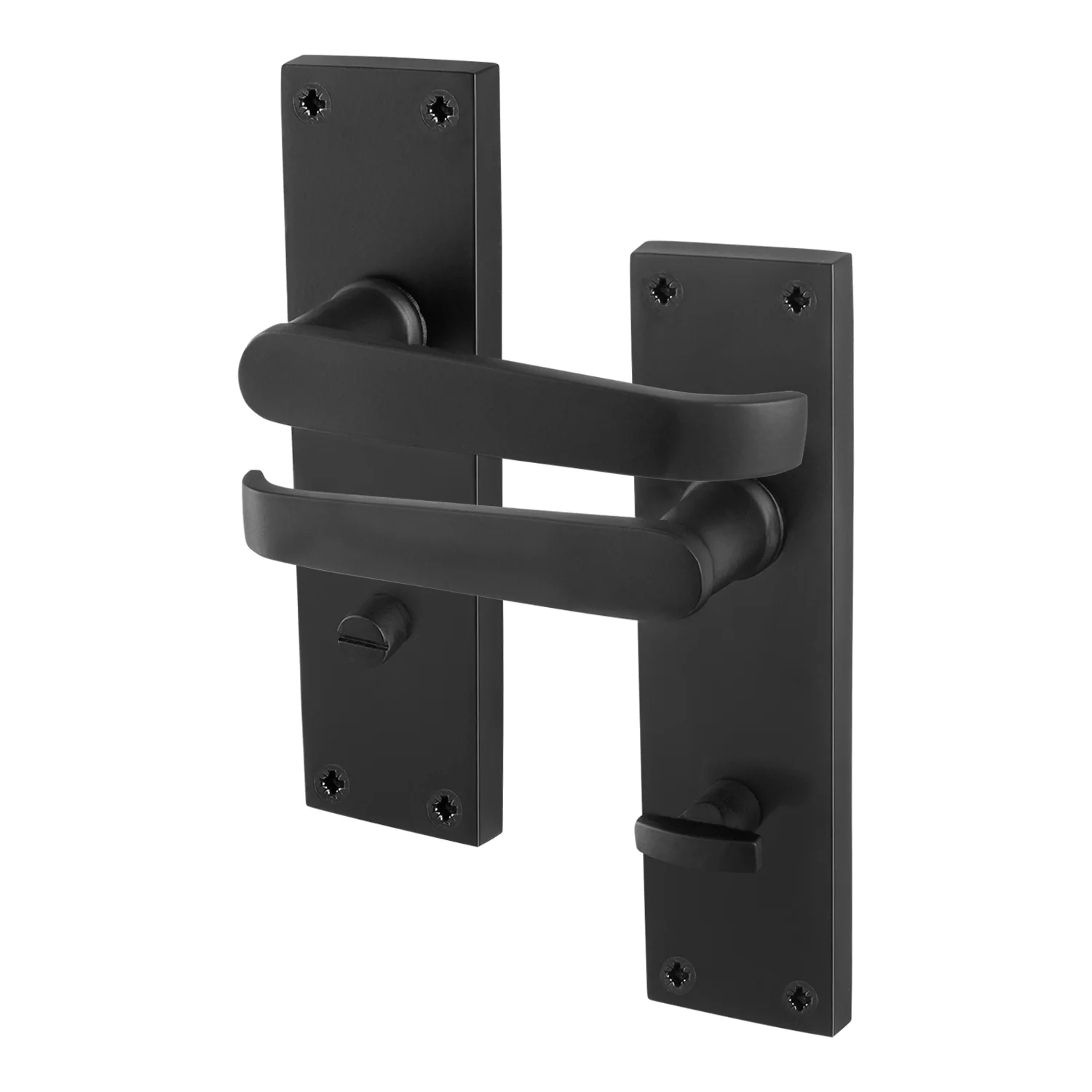 Straight Pattern Black Door Handles - Bathroom