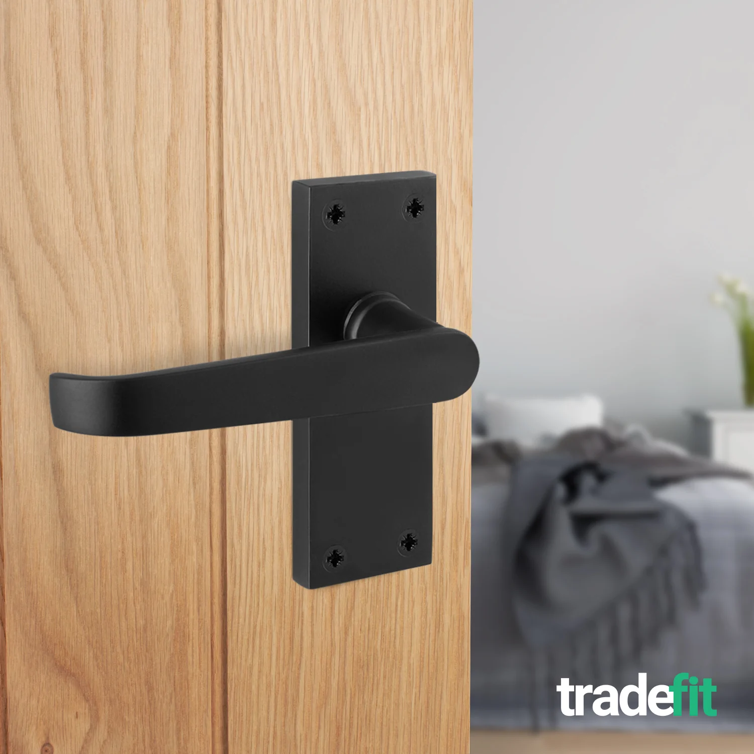 Straight Pattern Black Door Handles - Latch - Image 4
