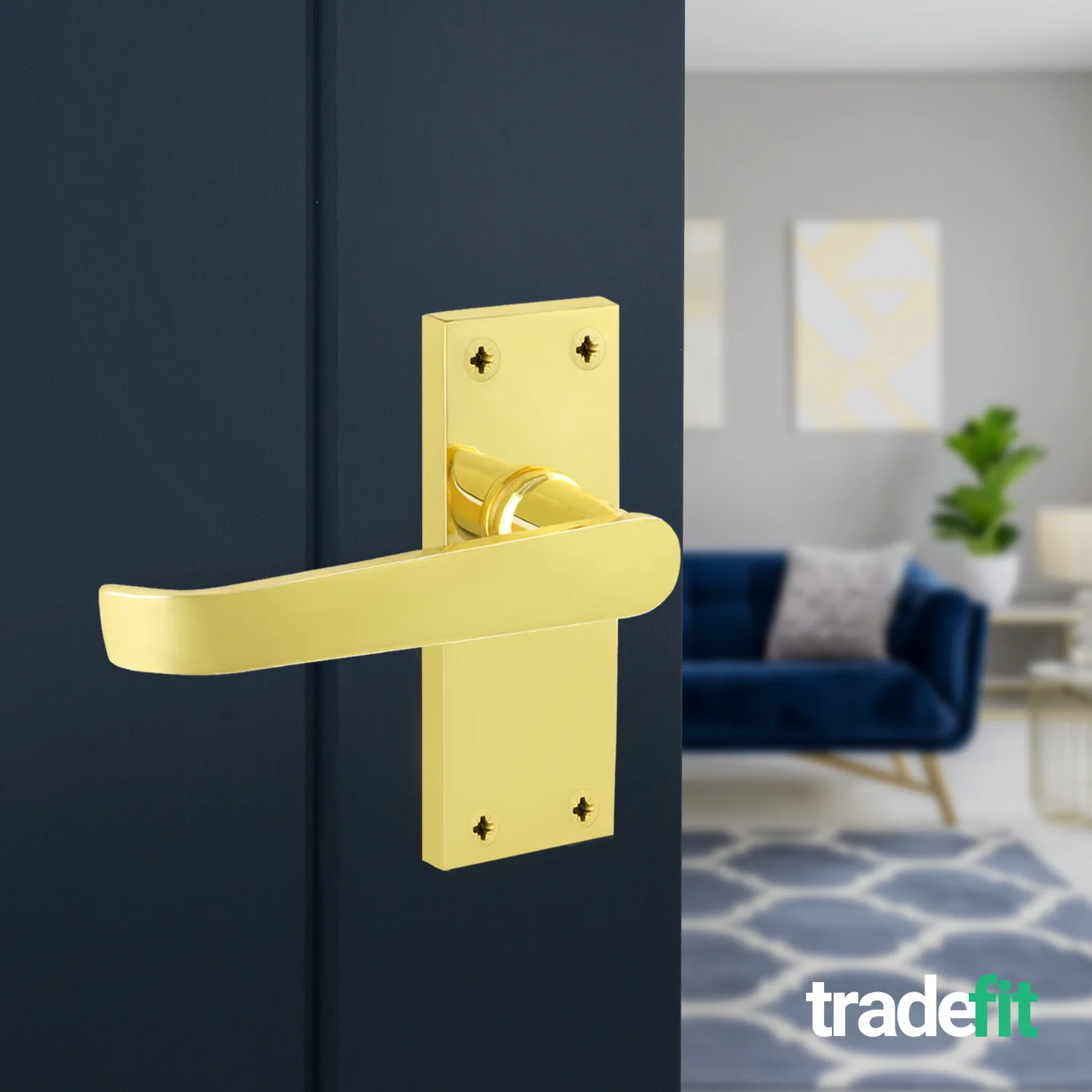 Straight Pattern Polished Brass Door Handle Pack - 76mm Latch - Image 6