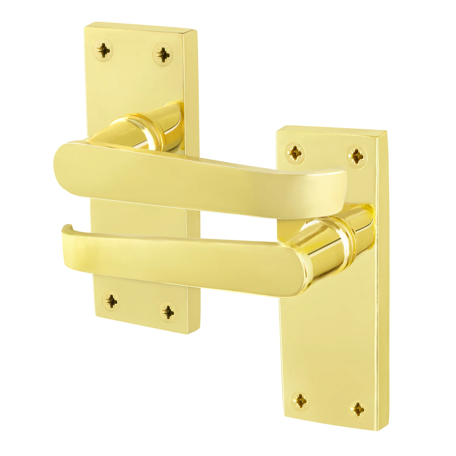 Straight Pattern Polished Brass Door Handles - Latch