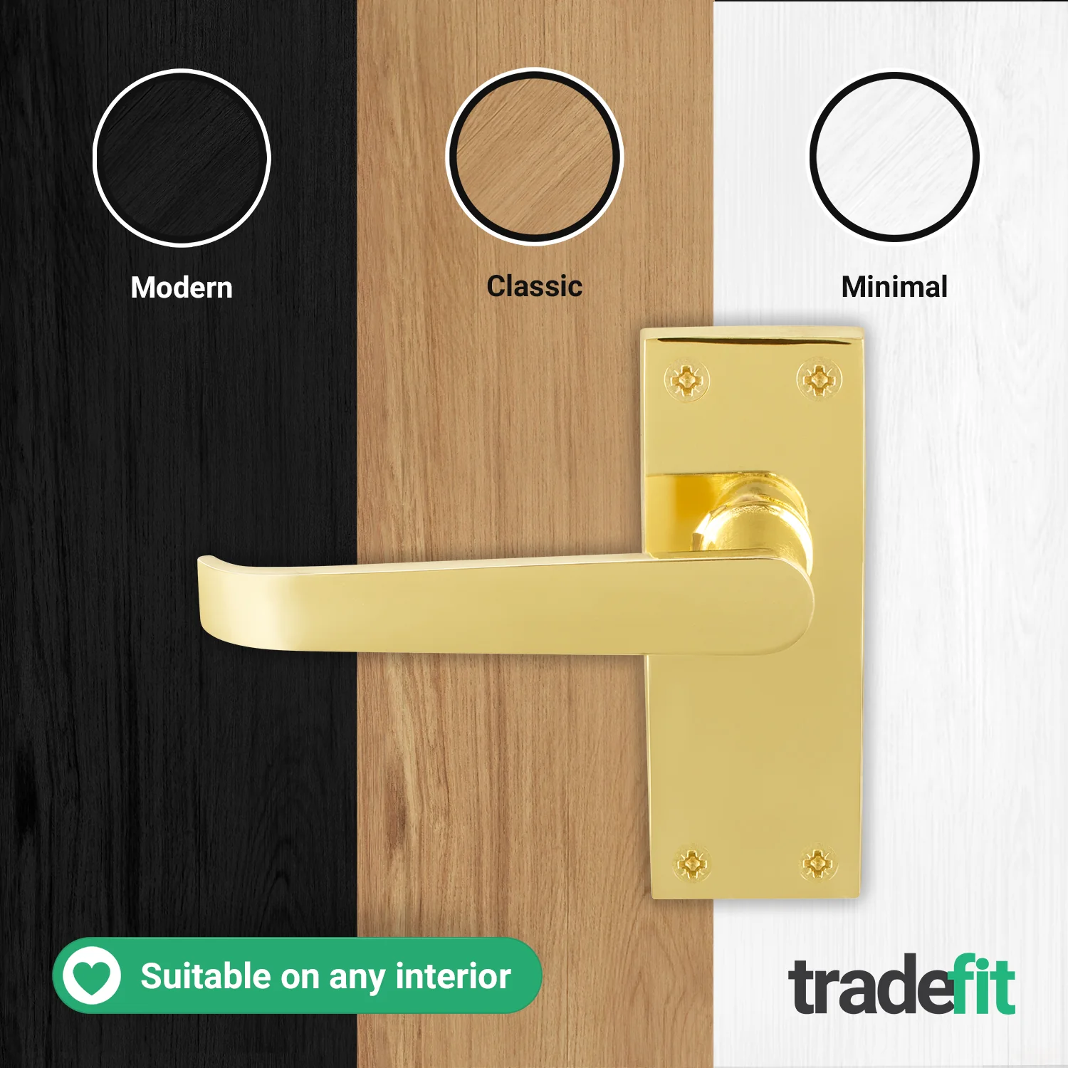 Straight Pattern Polished Brass Door Handles - Latch - Image 5