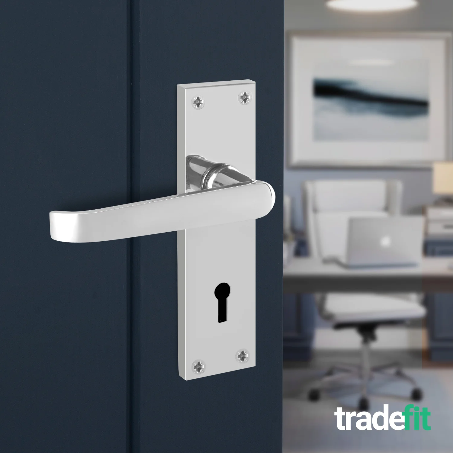 Straight Pattern Polished Chrome Door Handle Pack - 64mm Sashlock - Image 6