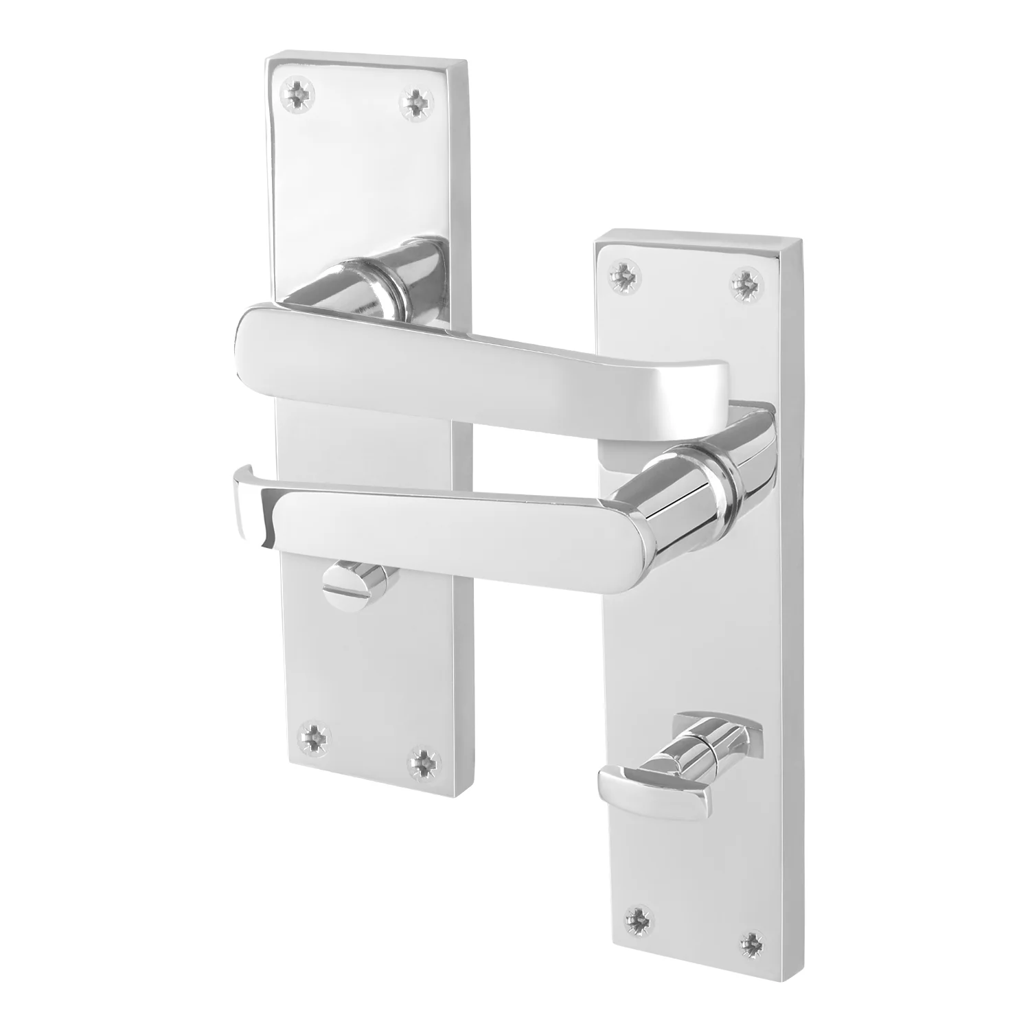 Straight Pattern Polished Chrome Door Handles - Bathroom