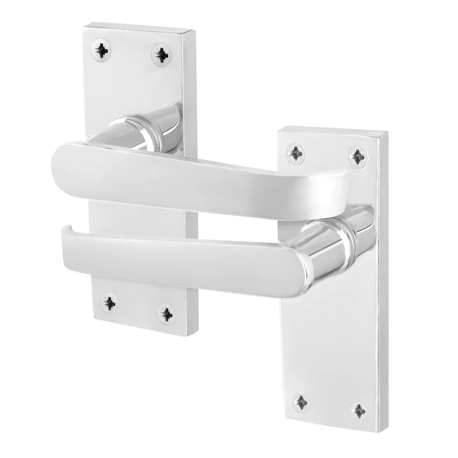 Straight Pattern Polished Chrome Door Handles - Latch