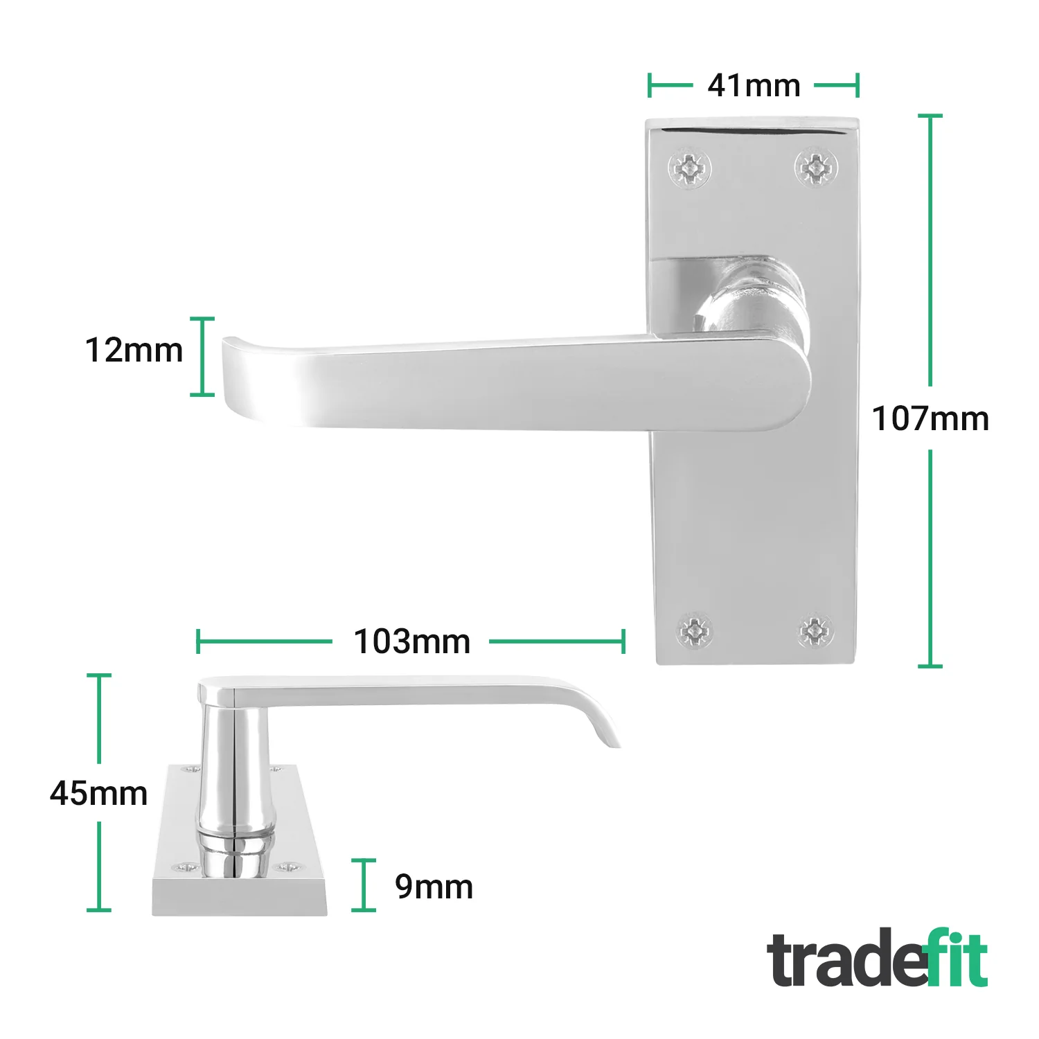 Straight Pattern Polished Chrome Door Handles - Latch - Image 2