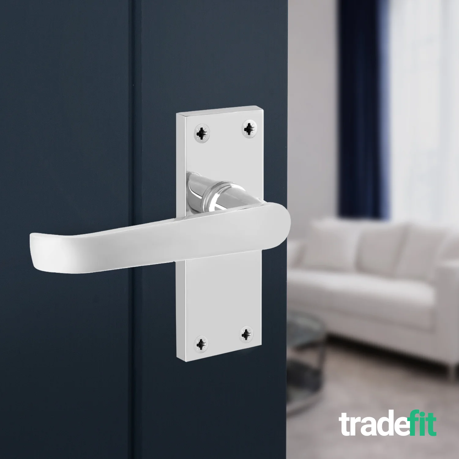 Straight Pattern Polished Chrome Door Handles - Latch - Image 4