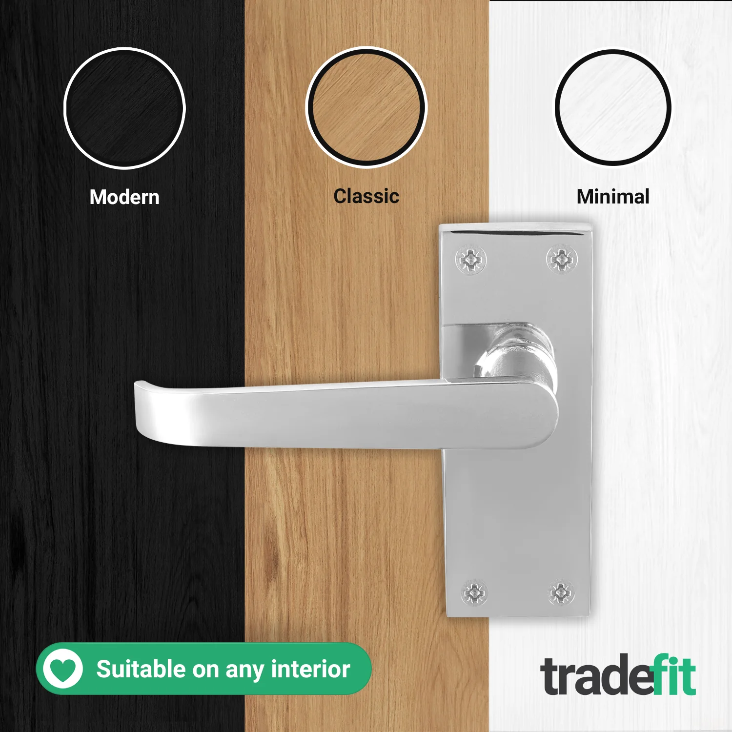 Straight Pattern Polished Chrome Door Handles - Latch - Image 5