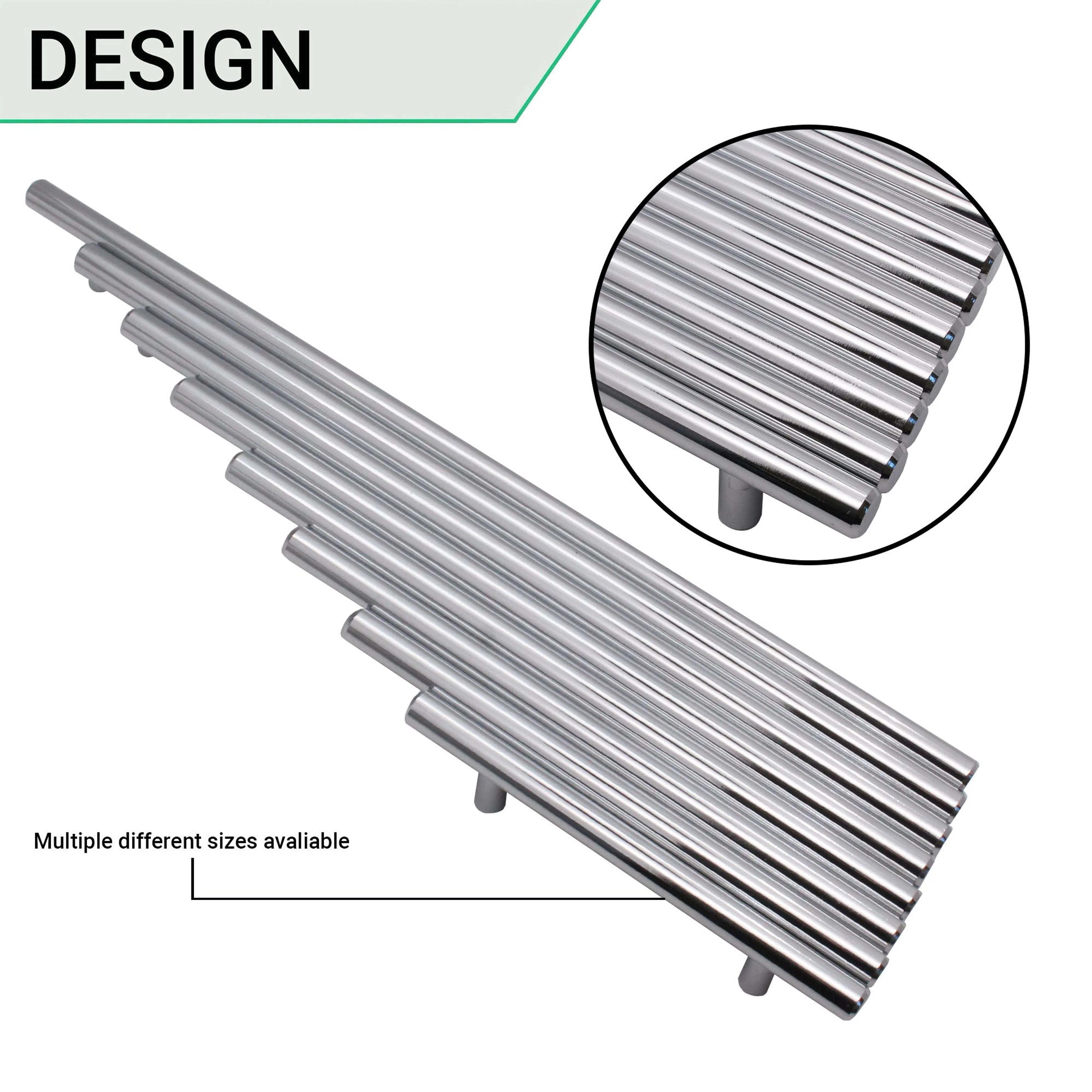 T-Bar Cupboard Dee Handle 156x12mm 96mm Centres Polished Chrome - Image 6