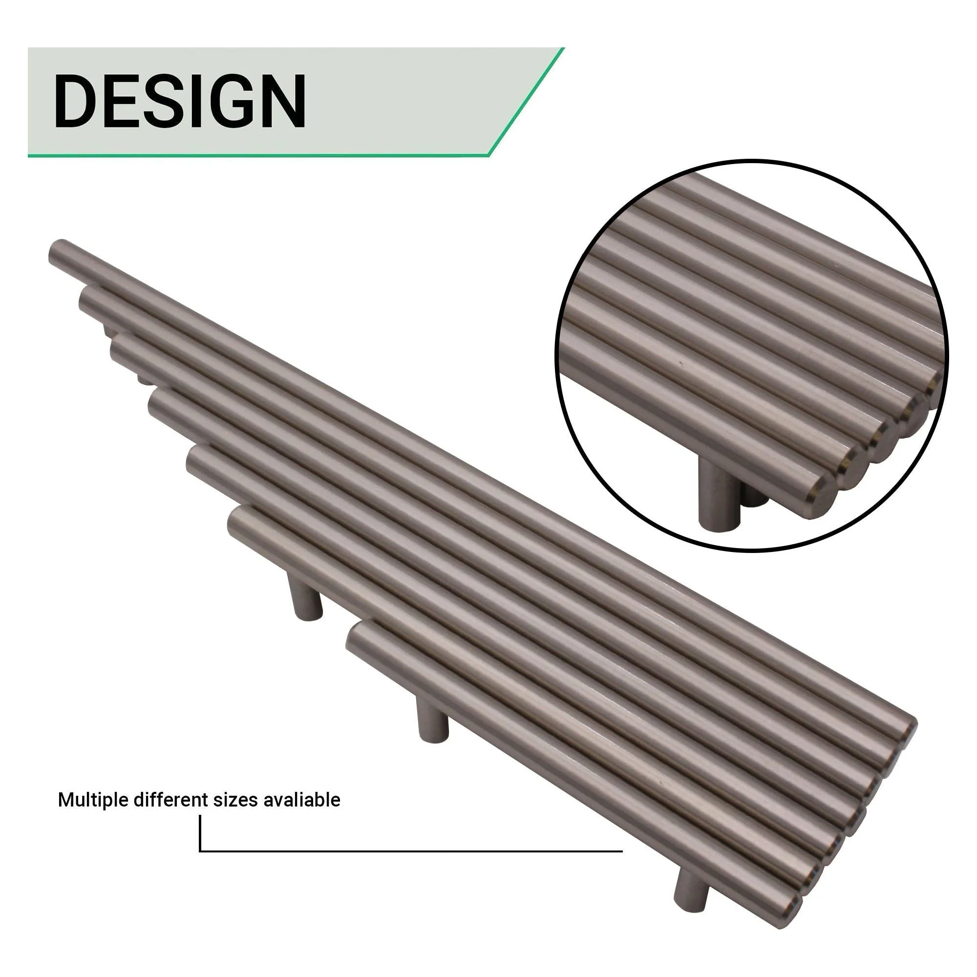 T-Bar Cupboard Dee Handle 188x12mm 128mm Centres Brushed Nickel - Image 4