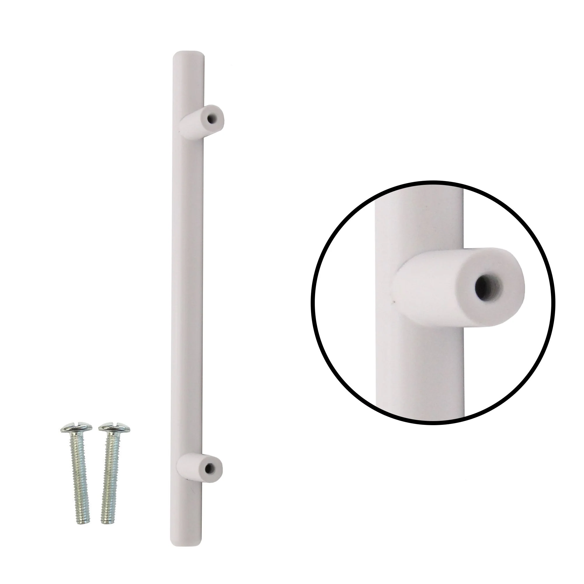 T-Bar Cupboard Dee Handle 188x12mm 128mm Centres Matt White - Image 5