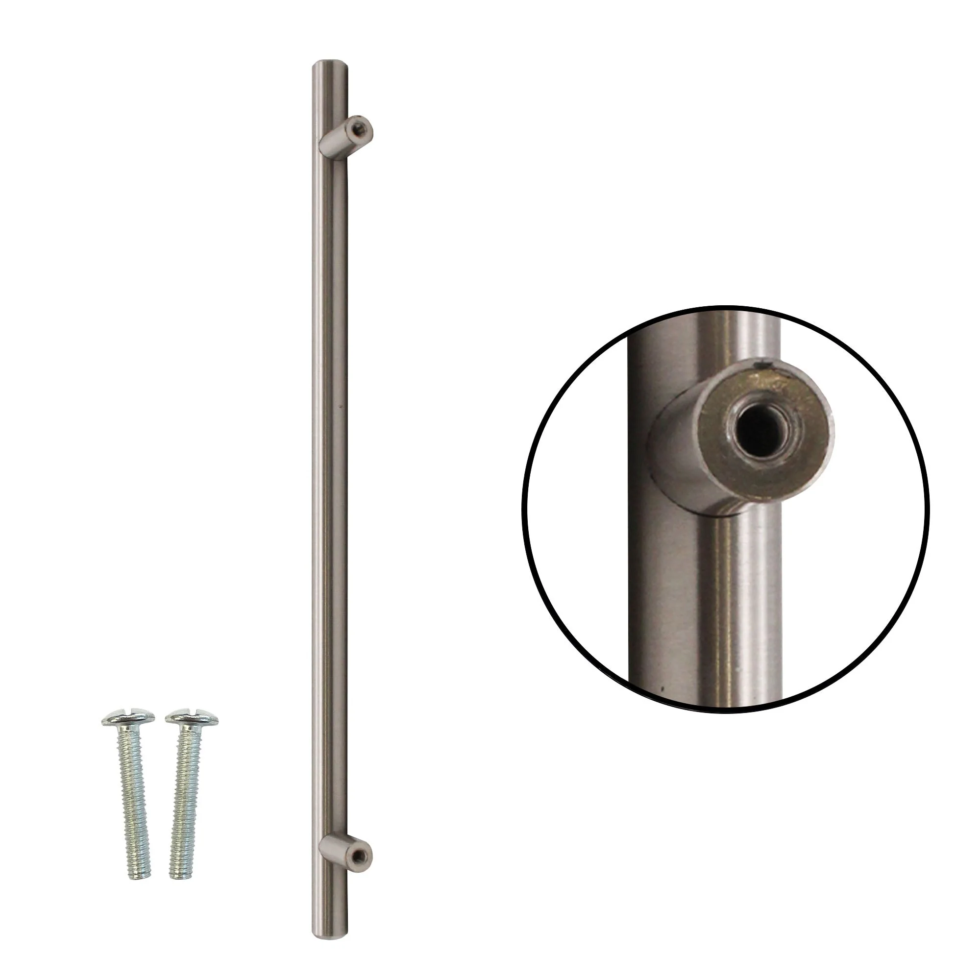 T-Bar Cupboard Dee Handle 252x12mm 192mm Centres Brushed Nickel - Image 6