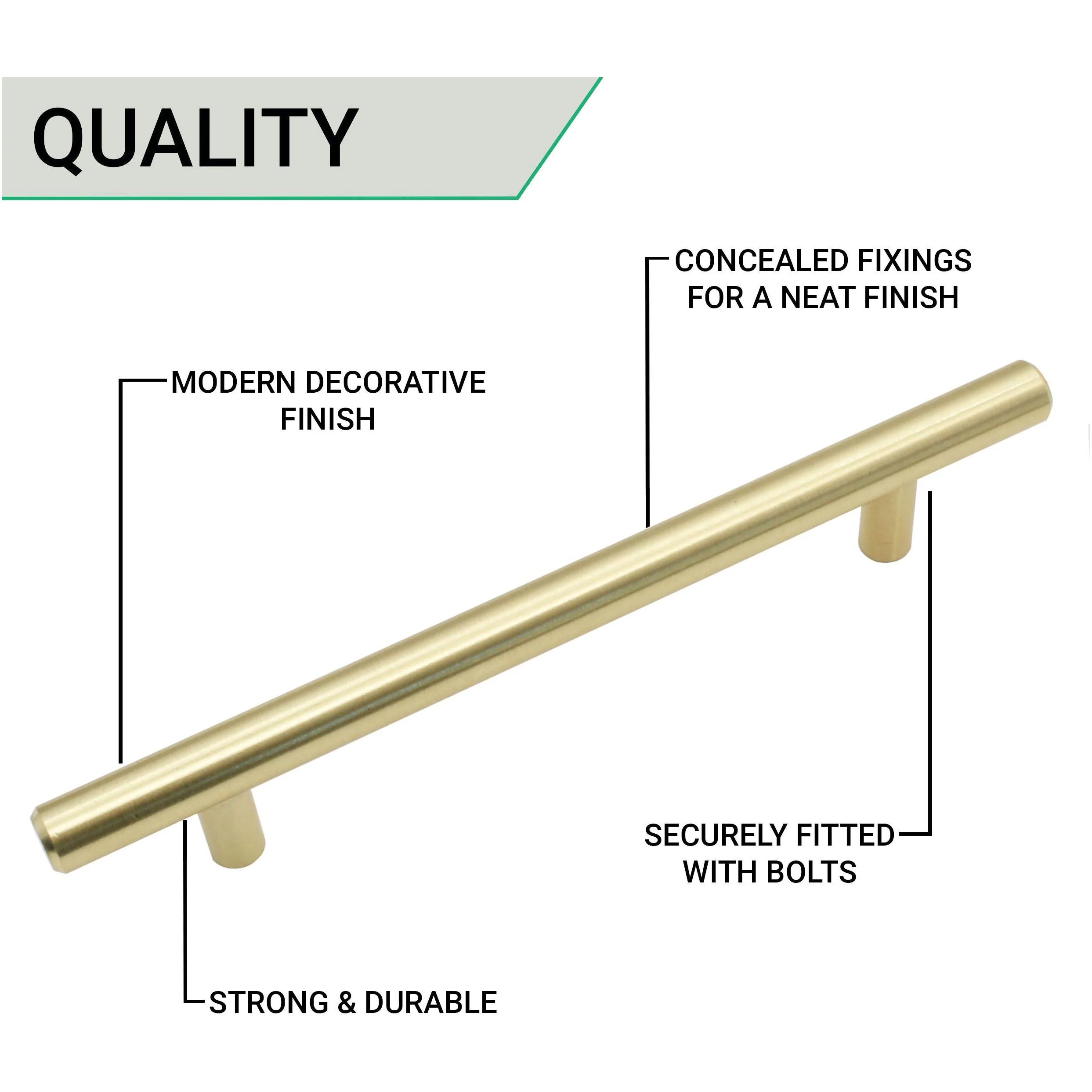 T-Bar Cupboard Dee Handle 284x12mm 224mm Centres Brushed Gold - Image 4