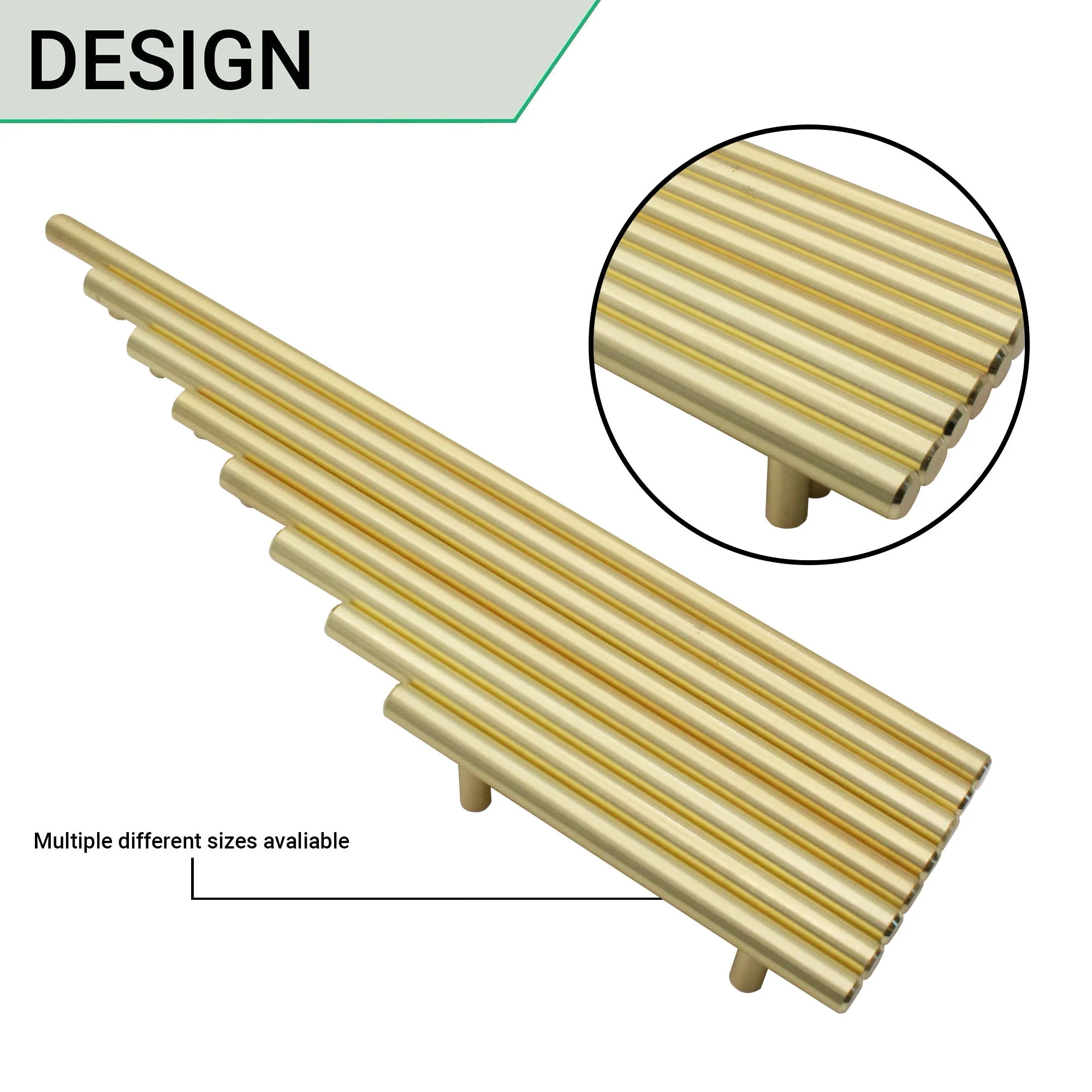 T-Bar Cupboard Dee Handle 284x12mm 224mm Centres Brushed Gold - Image 6