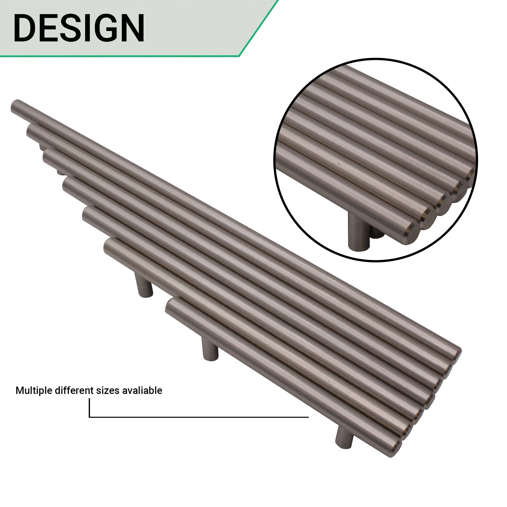 T-Bar Cupboard Dee Handle 284x12mm 224mm Centres Brushed Nickel - Image 5