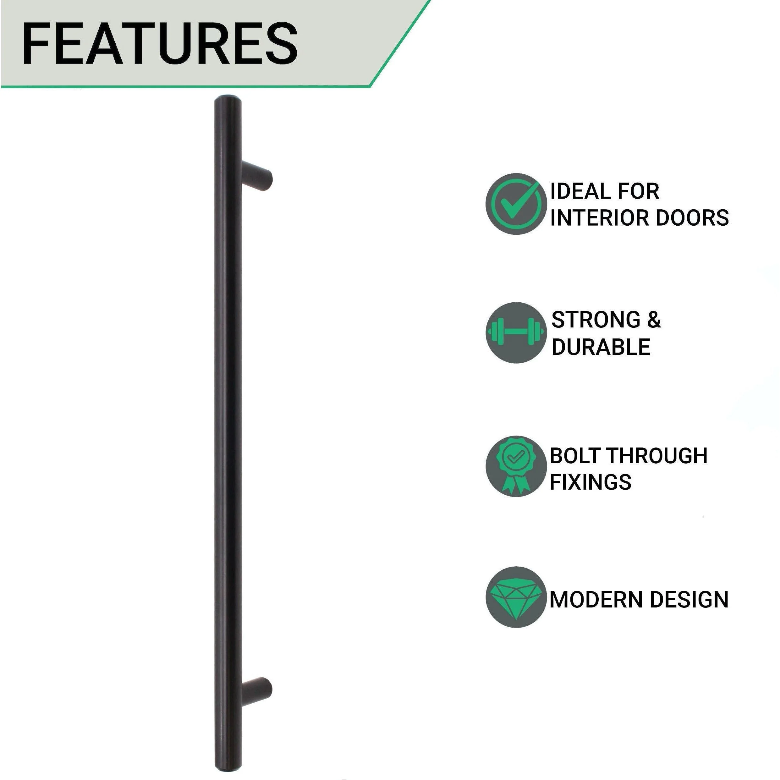 T-Bar Cupboard Dee Handle 284x12mm 224mm Centres Matt Black - Image 2