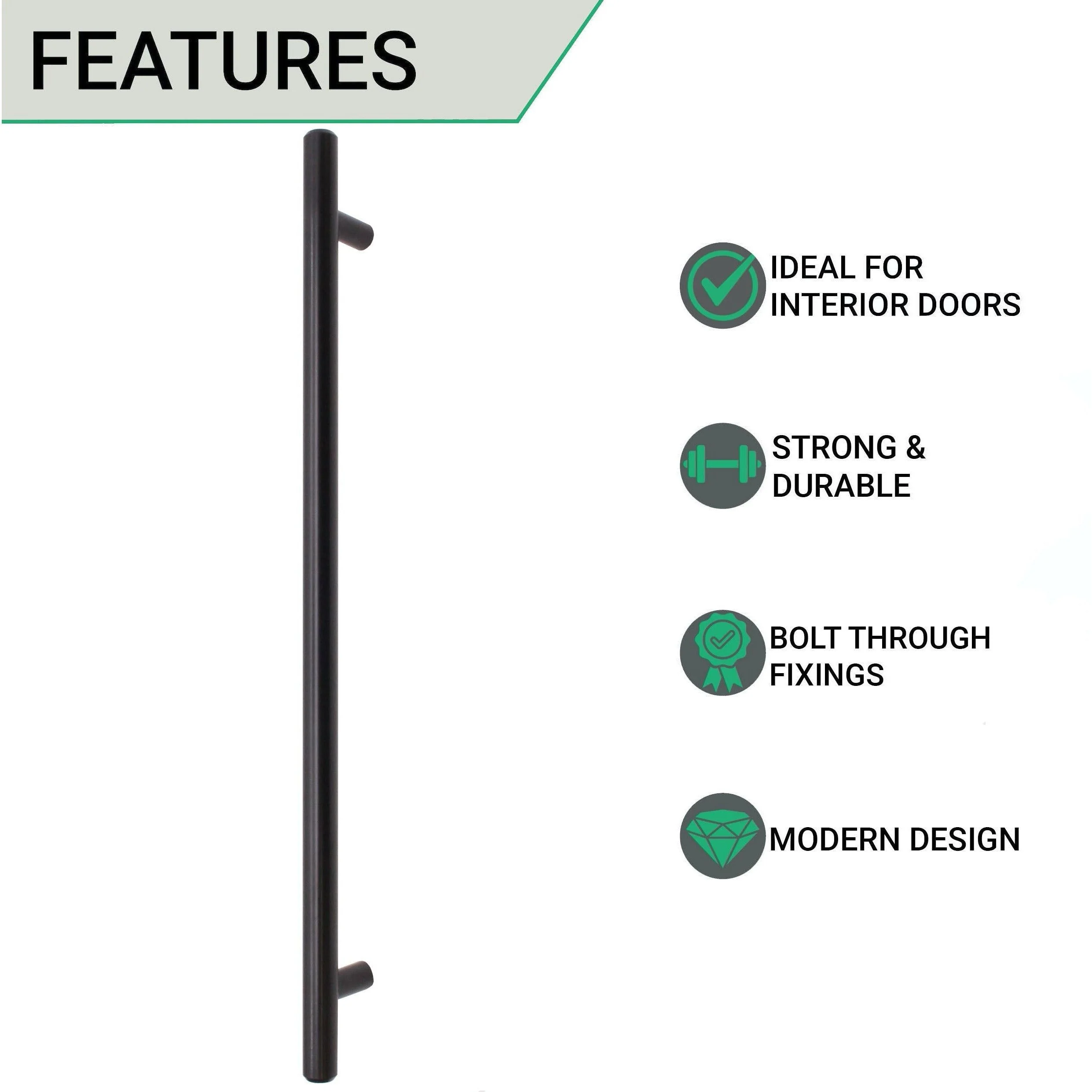 T-Bar Cupboard Dee Handle 316x12mm 256mm Centres Matt Black - Image 2