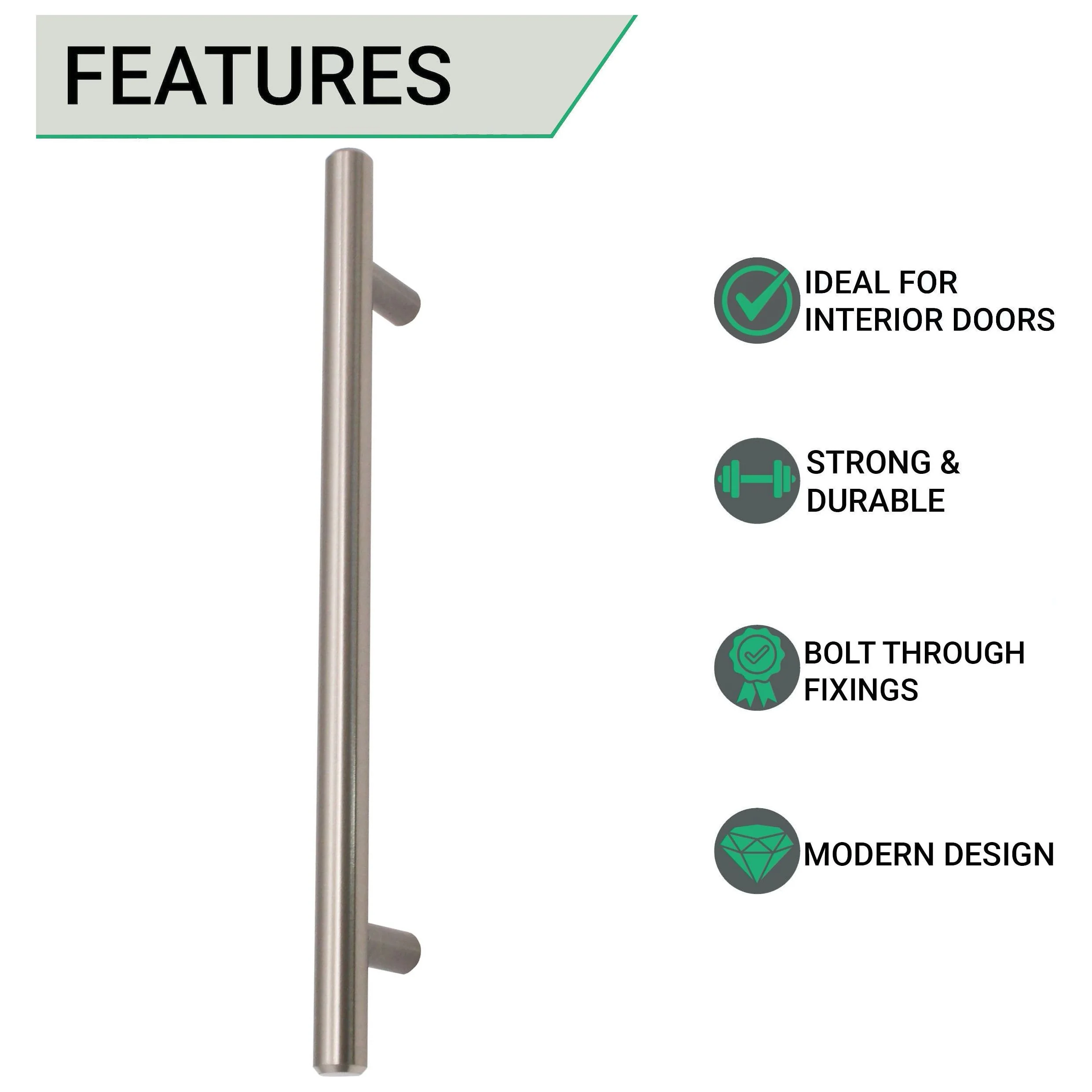 T-Bar Cupboard Dee Handle 348x12mm 288mm Centres Brushed Nickel - Image 2