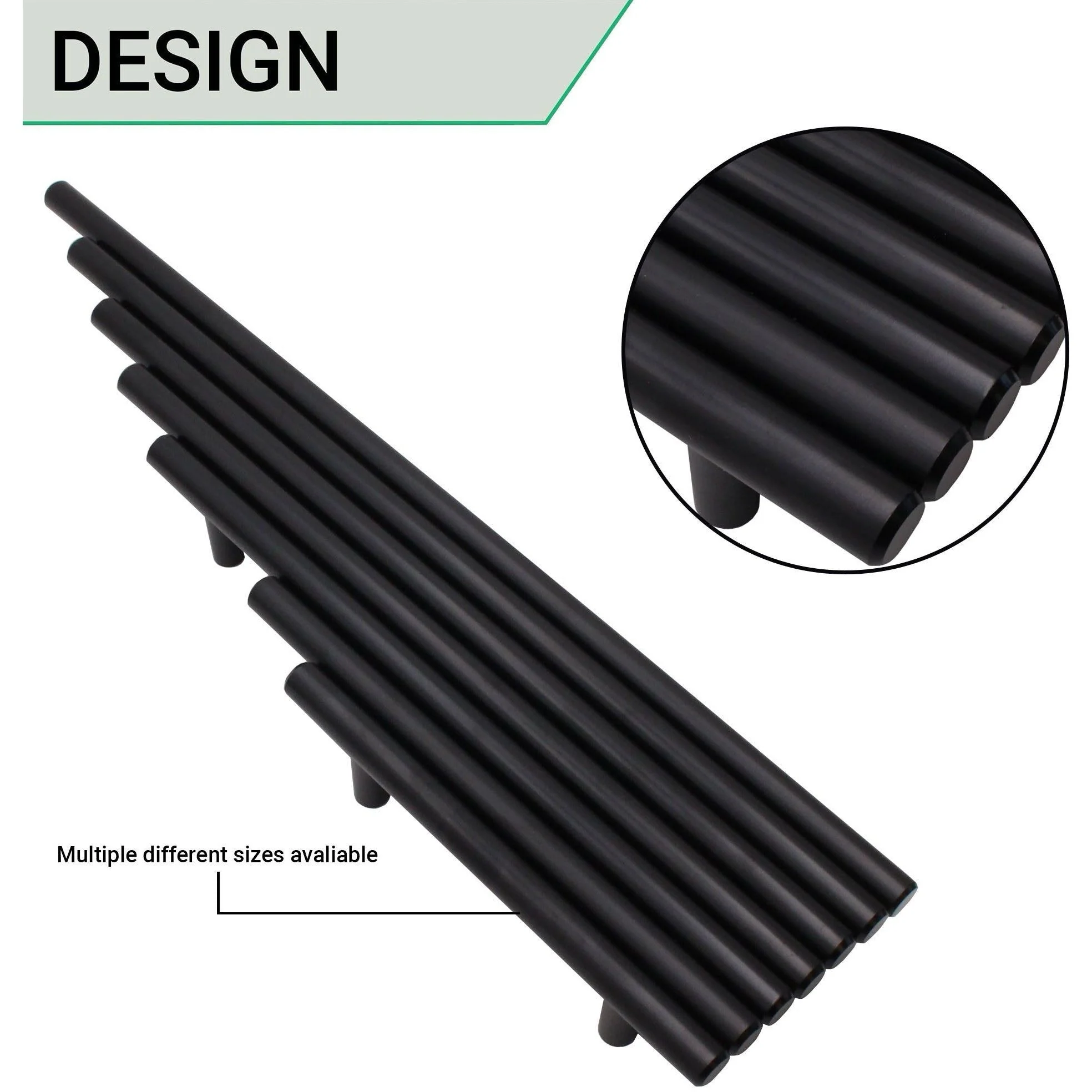 T-Bar Cupboard Dee Handle 348x12mm 288mm Centres Matt Black - Image 6
