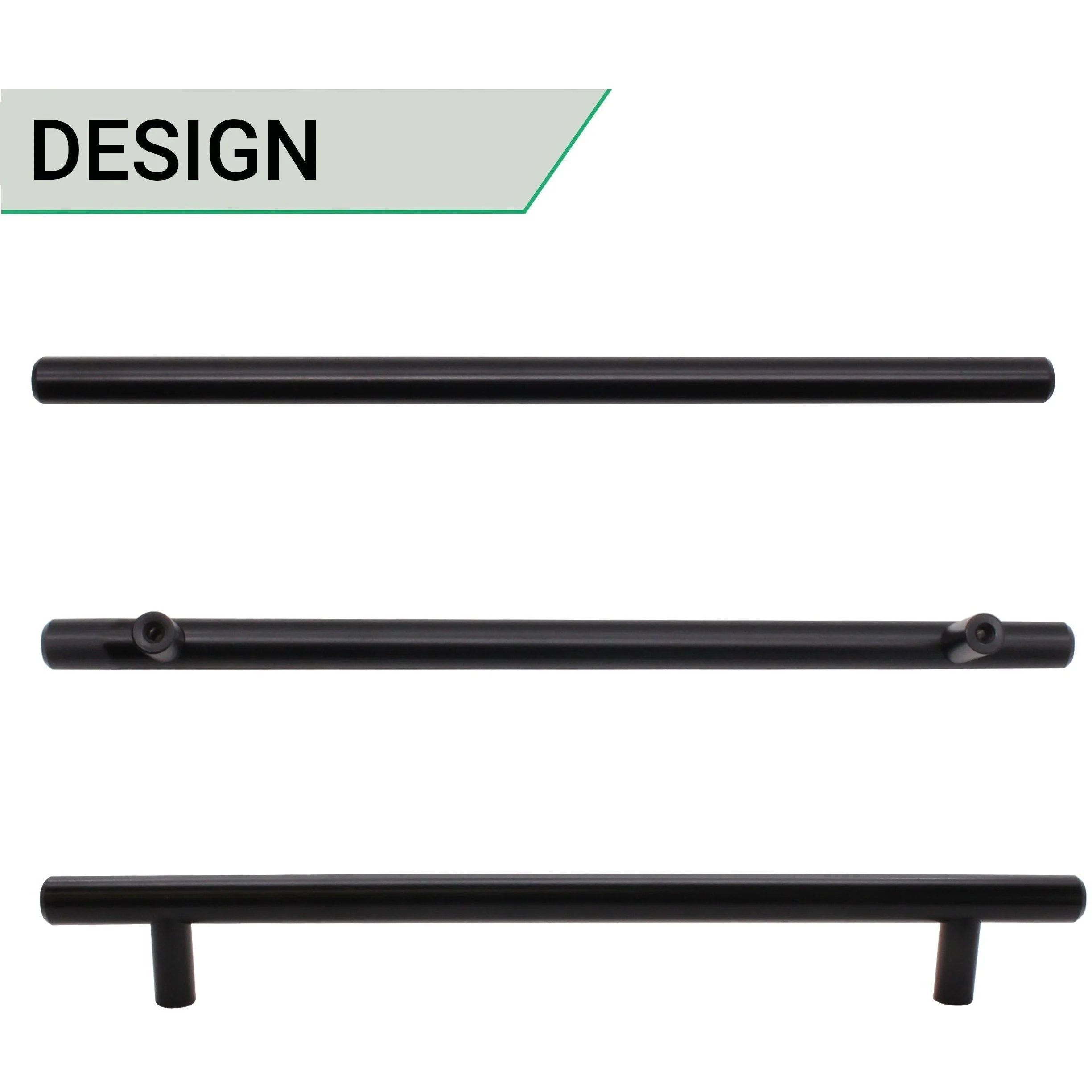 T-Bar Cupboard Dee Handle 348x12mm 288mm Centres Matt Black - Image 7