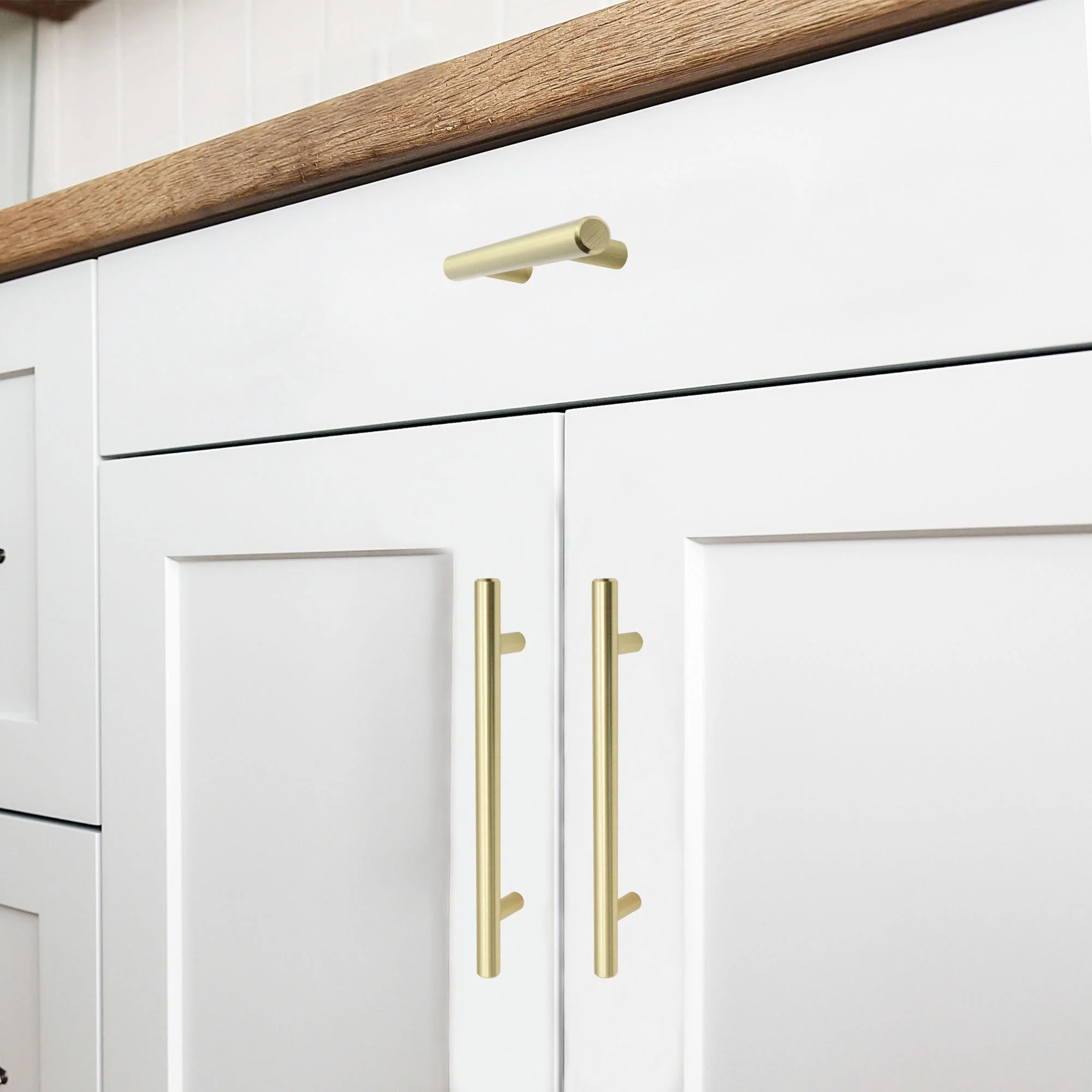 T-Bar Cupboard Dee Handle 380x12mm 320mm Centres Brushed Gold - Image 7