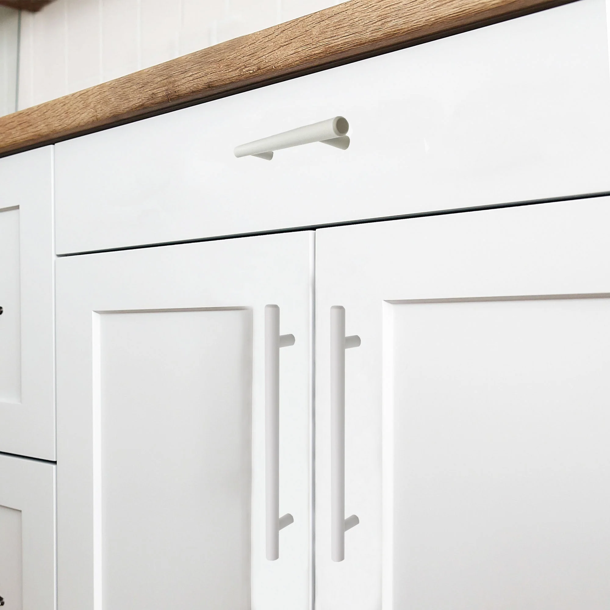 T-Bar Cupboard Dee Handle 380x12mm 320mm Centres Matt White - Image 6