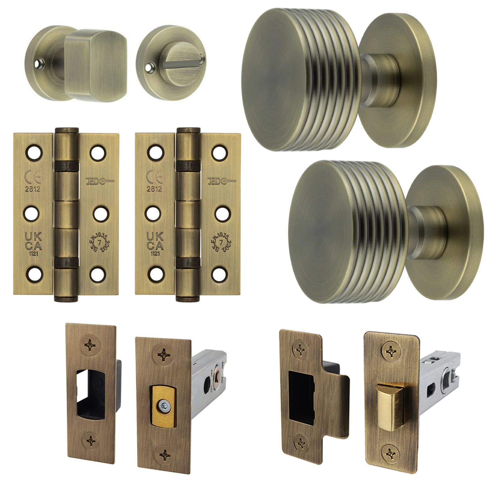 Tangier Antique Brass Mortice Door Knob Kit - 76mm Bathroom Deadbolt