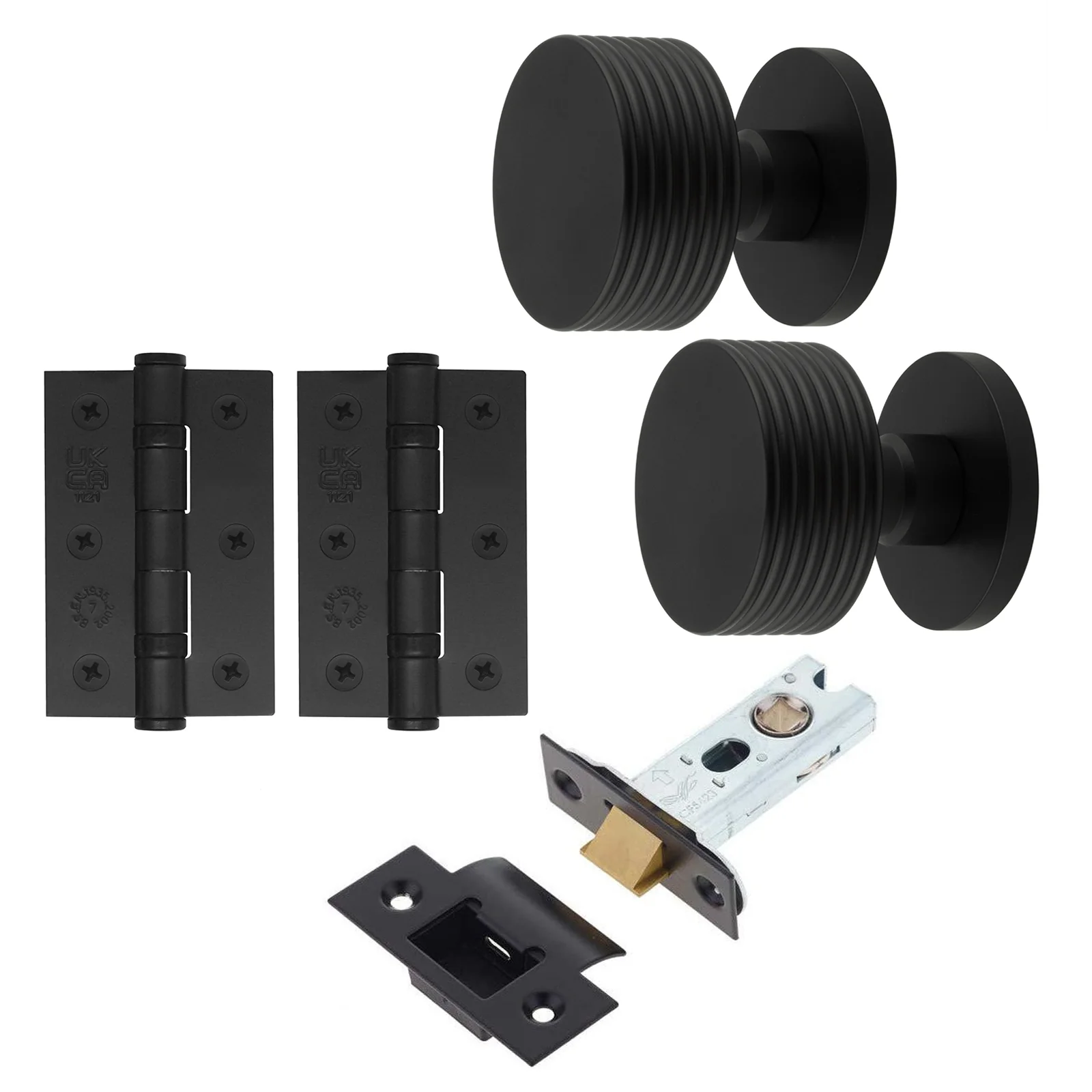 Tangier Matt Black Mortice Door Knob Kit - 76mm Latch