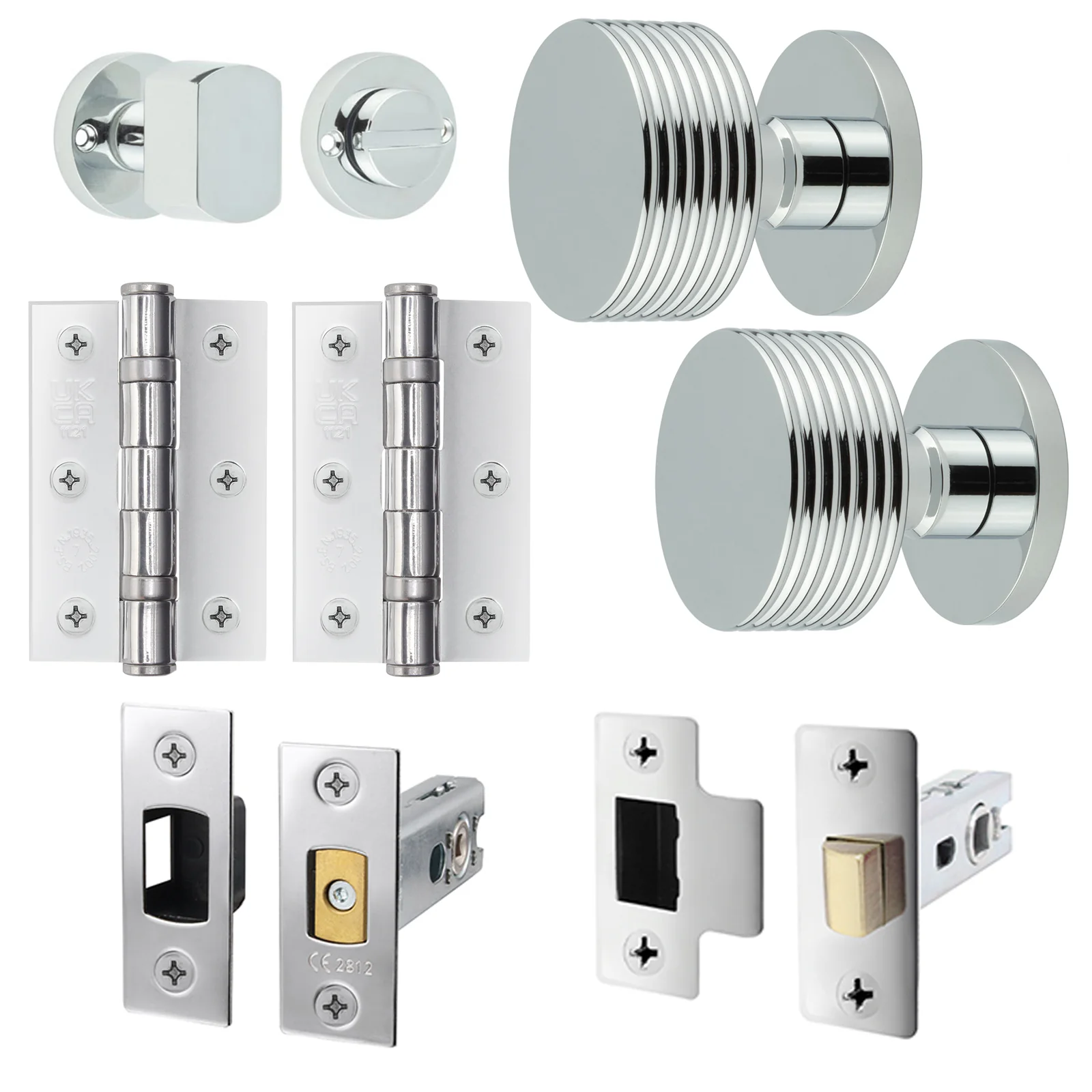 Tangier Polished Chrome Mortice Door Knob Kit - 76mm Bathroom Deadbolt