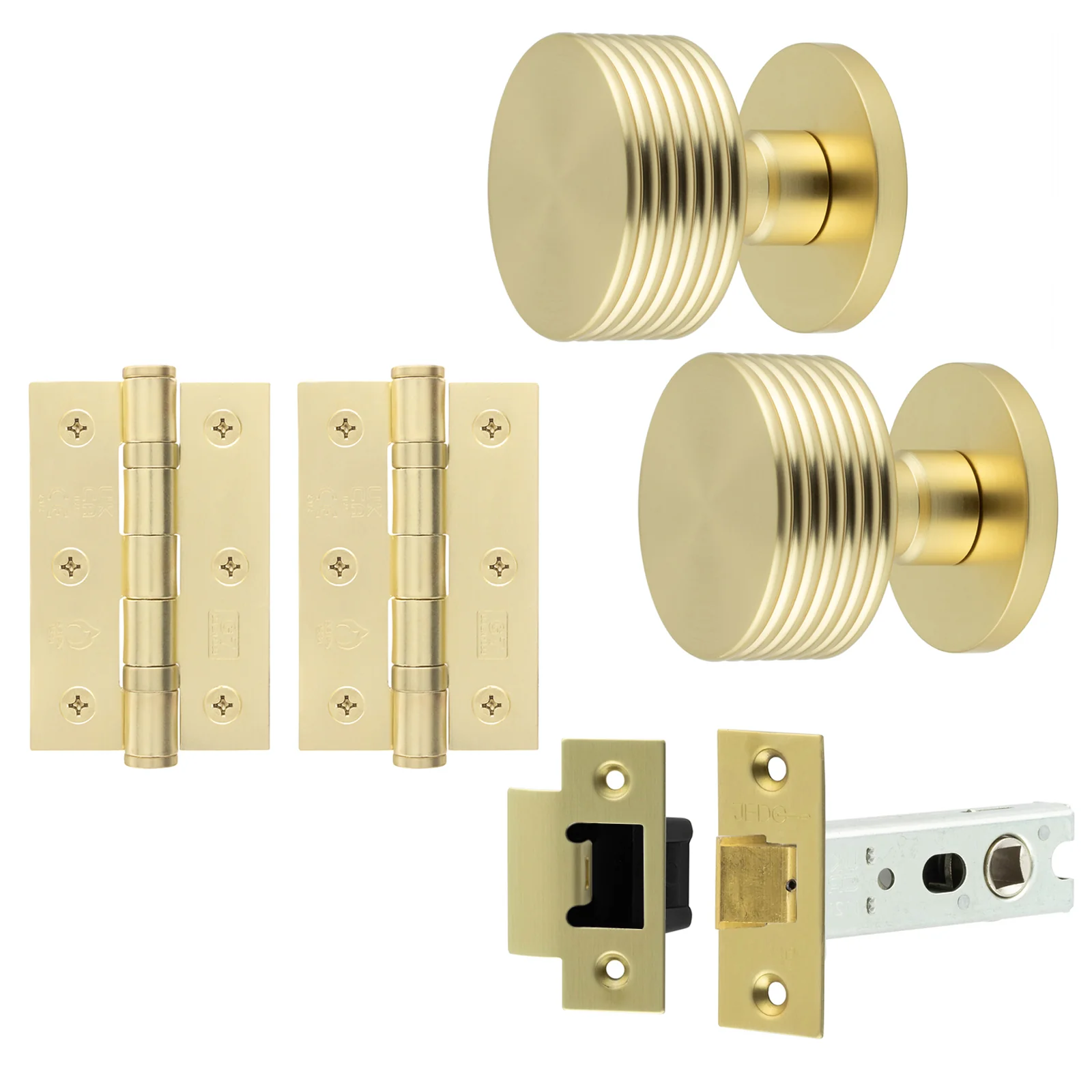 Tangier Satin Brass Mortice Door Knob Kit - 76mm Latch