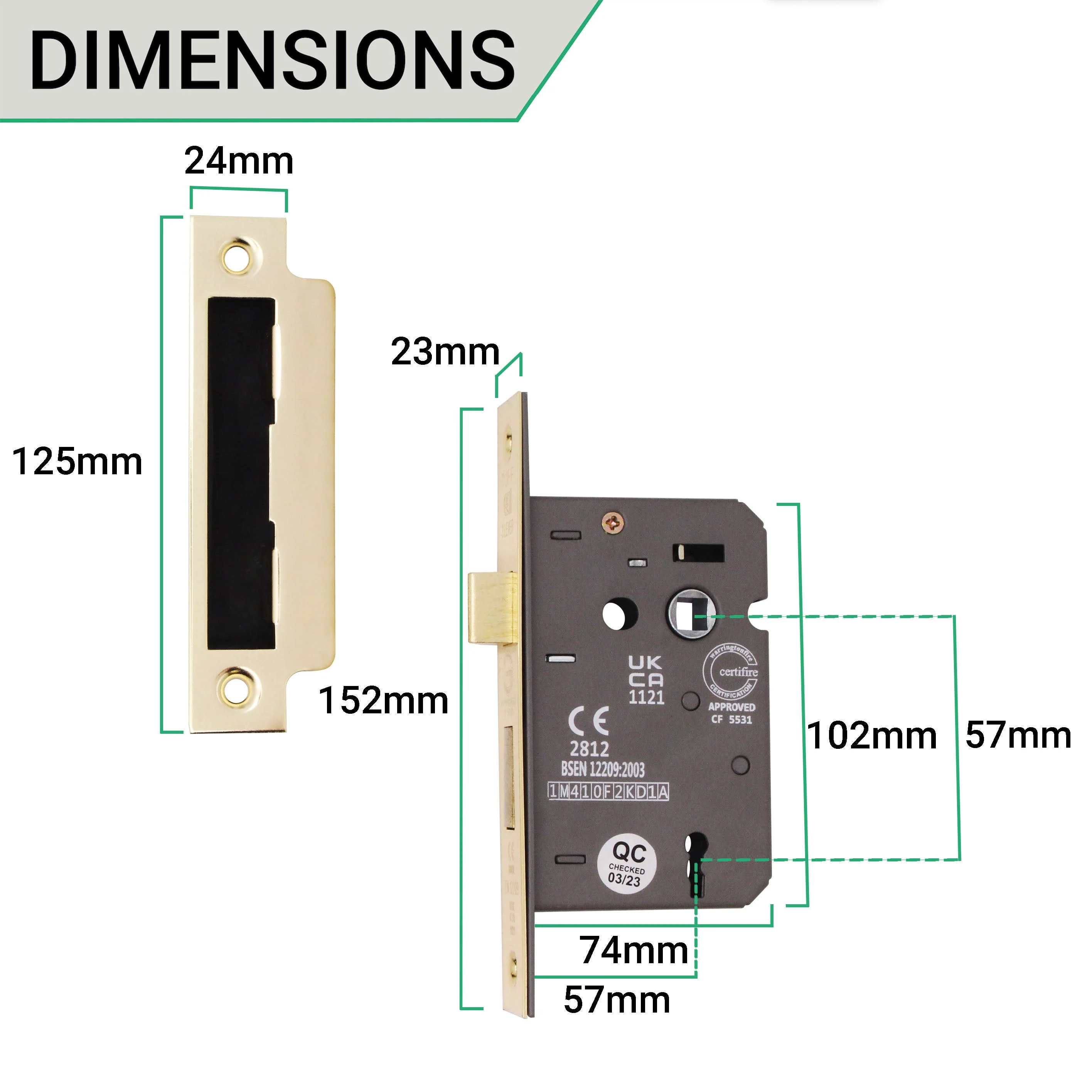 Tangier Satin Brass Mortice Door Knob Kit - 80mm Sashlock - Image 3