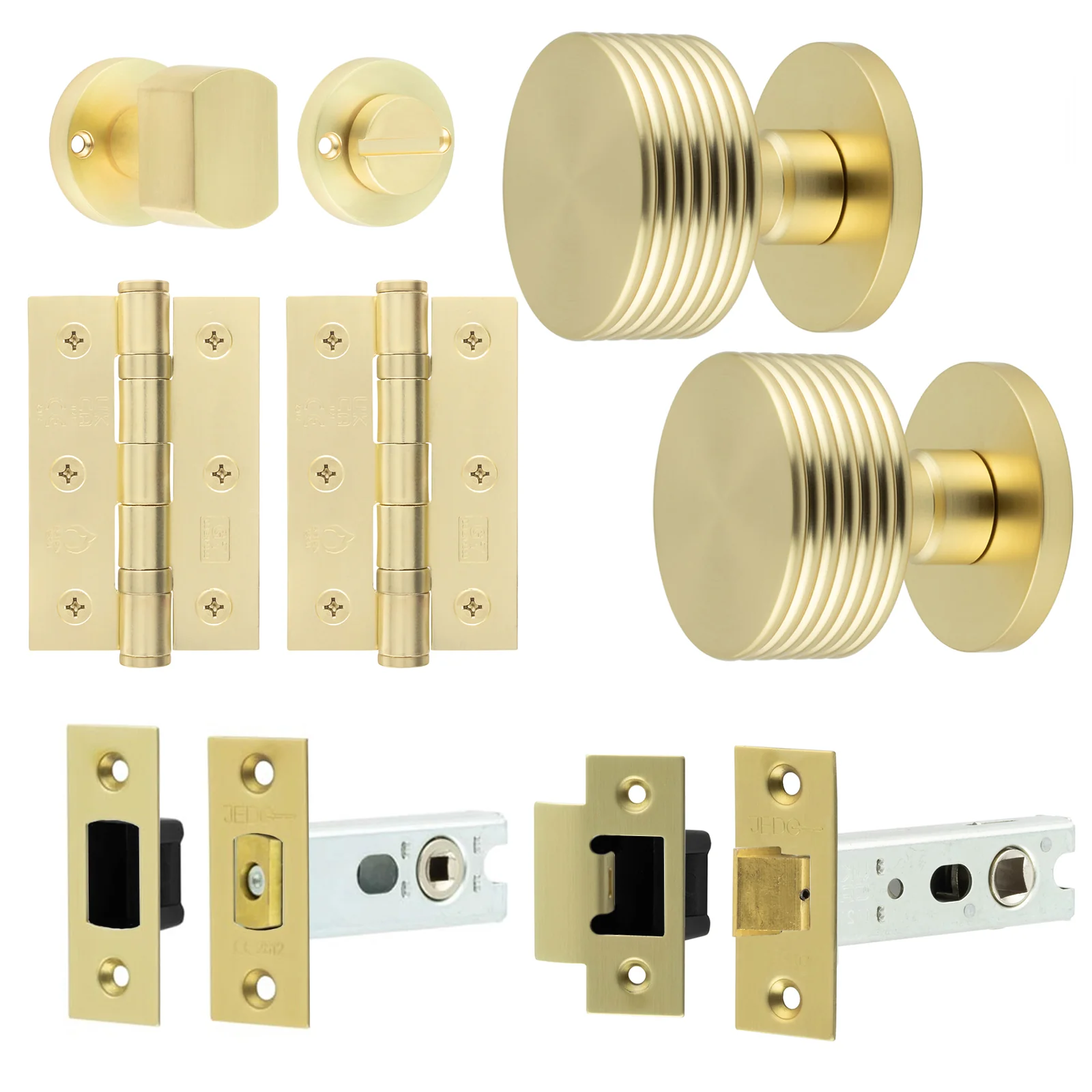 Tangier Satin Brass Mortice Door Knob Kit - 76mm Bathroom Deadbolt