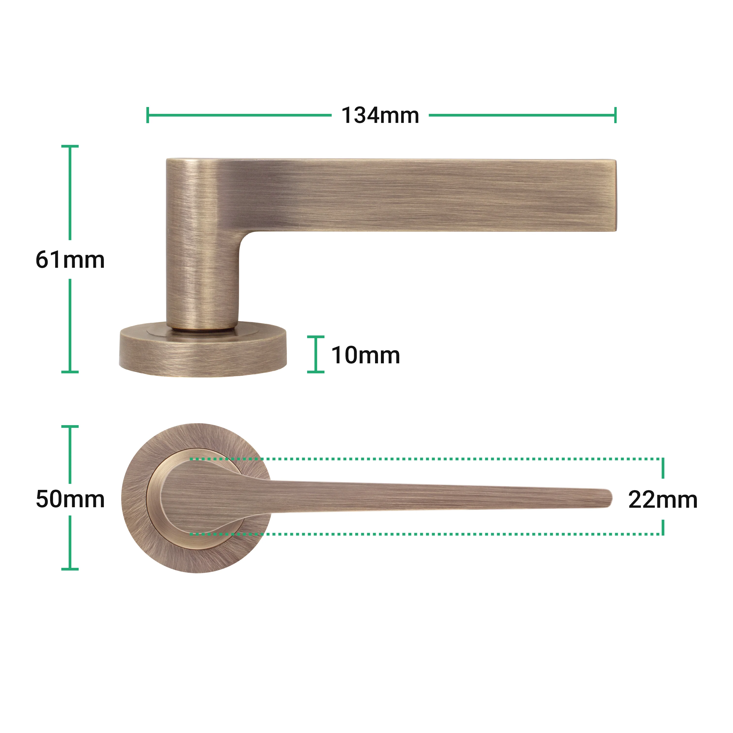 Tapera Antique Brass Lever on Rose Door Handle Kit - Medium Duty FD30/60 - 80mm Euro Sashlock and Double Cylinder - Master Keyed - Image 4