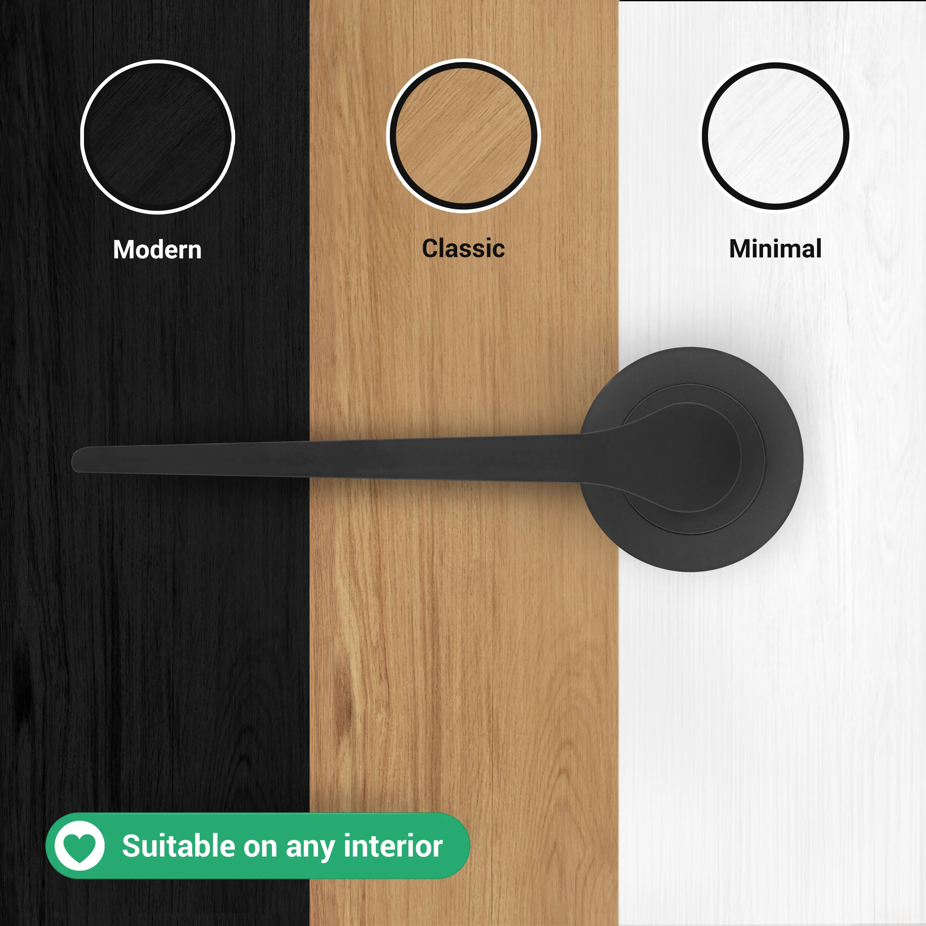 Tapera Matt Black Lever on Rose Door Handle Kit - Sashlock - Image 7