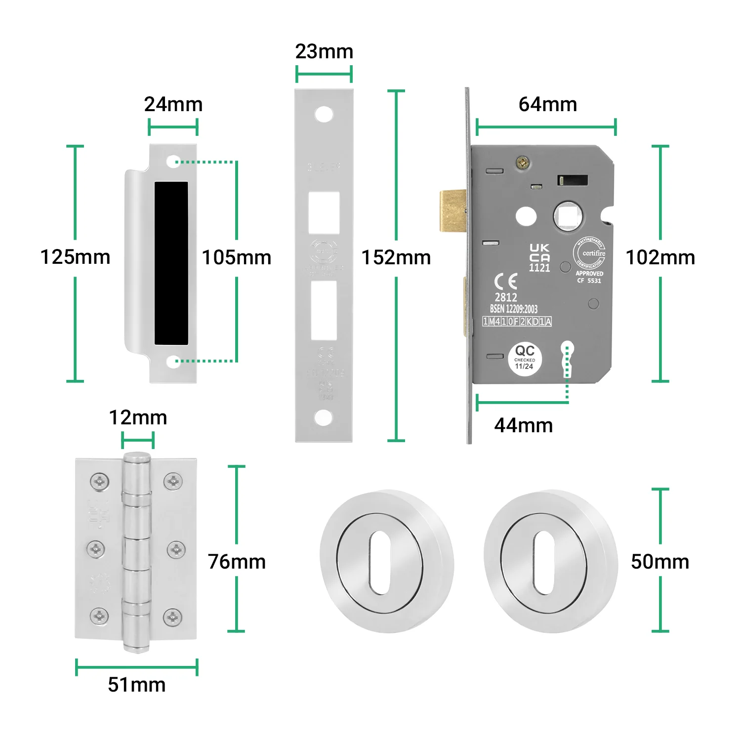 Tapera Polished Chrome Lever on Rose Door Handle Kit - Sashlock - Image 5