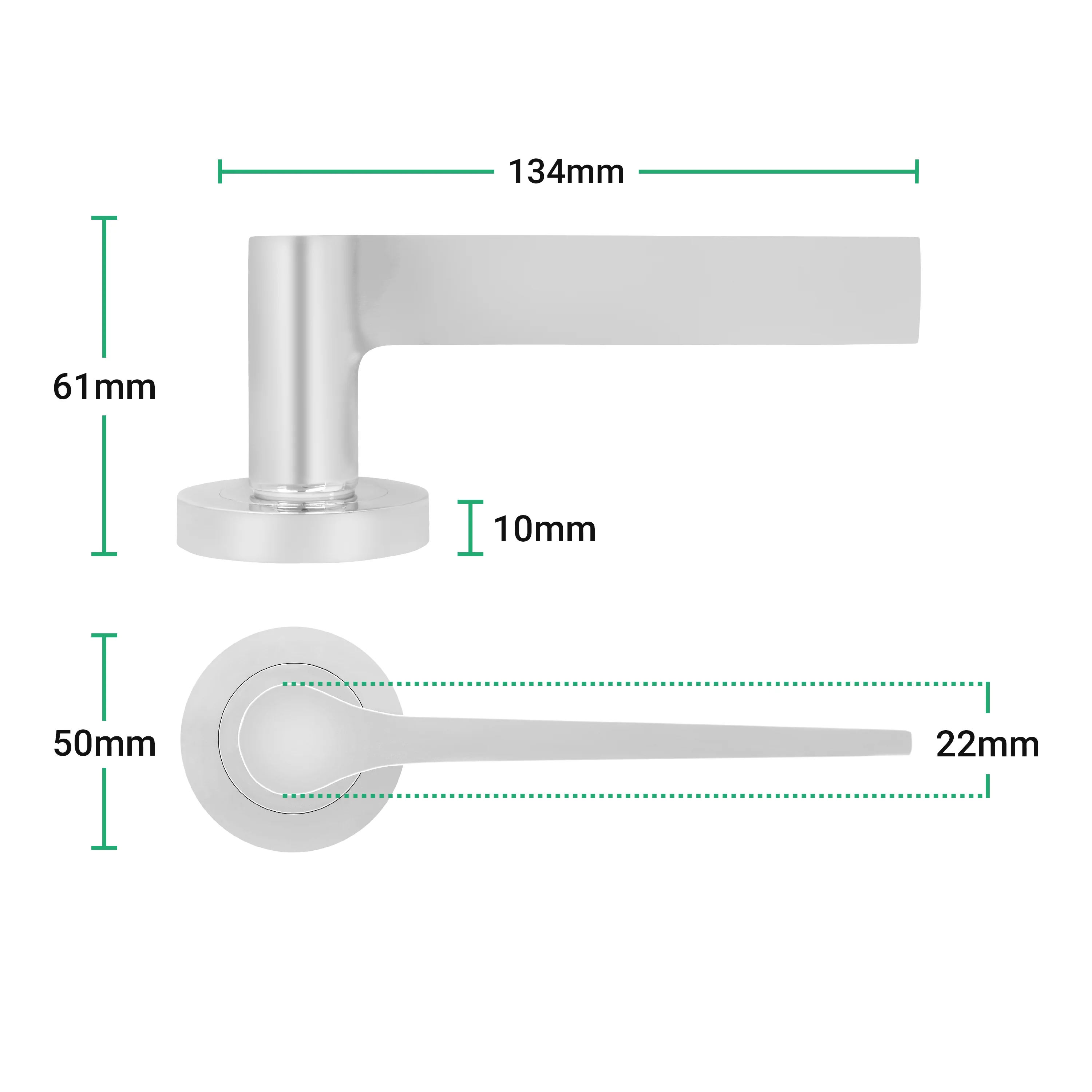 Tapera Polished Chrome Lever on Rose Door Handle Kit - Medium Duty FD30/60 - 80mm Sashlock - Image 4