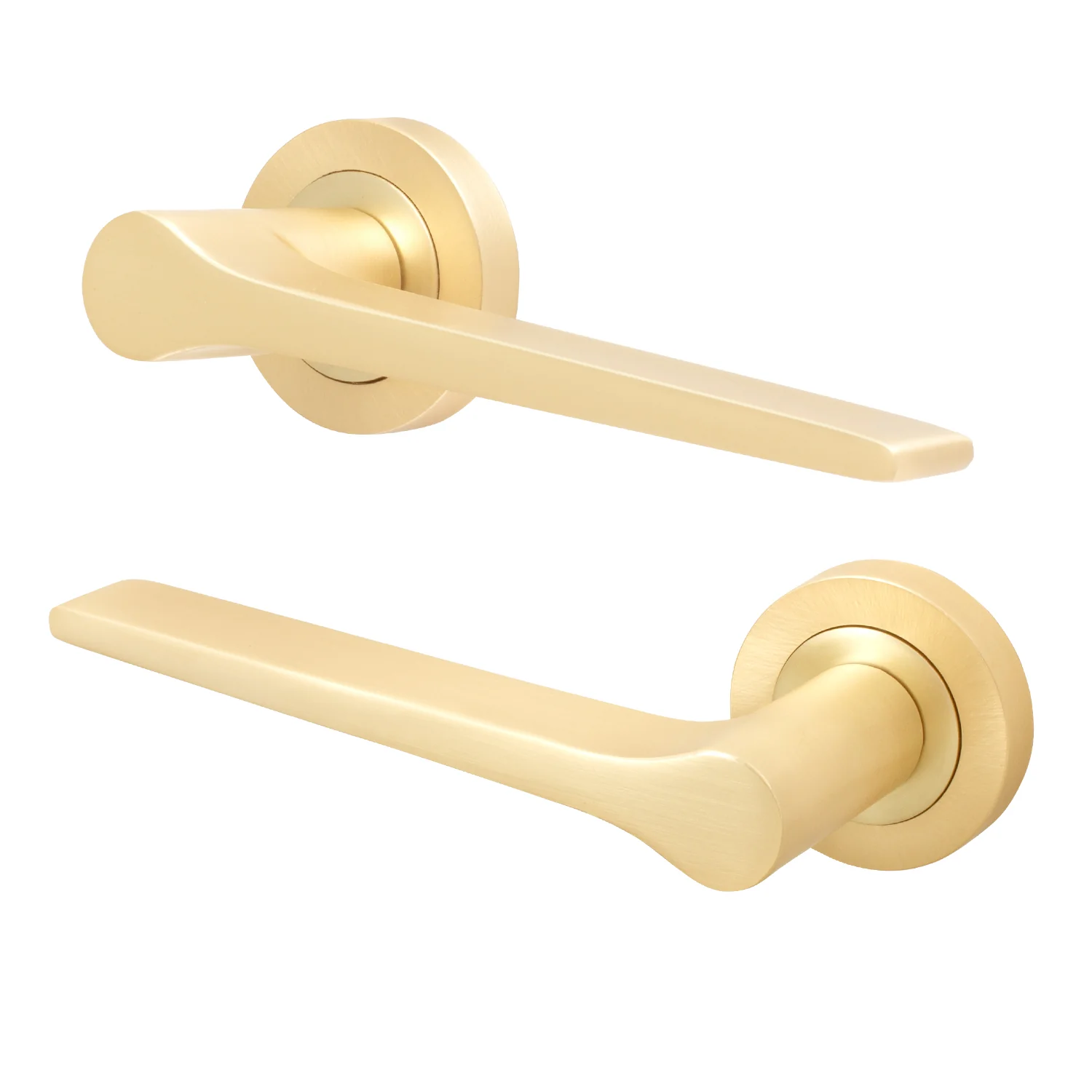Tapera Satin Brass Lever on Rose Door Handles - Heavy Duty - FD30/60 Rated