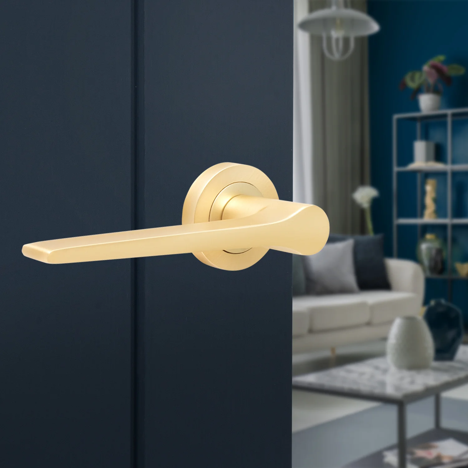 Tapera Satin Brass Lever on Rose Door Handles - Heavy Duty - FD30/60 Rated - Image 5