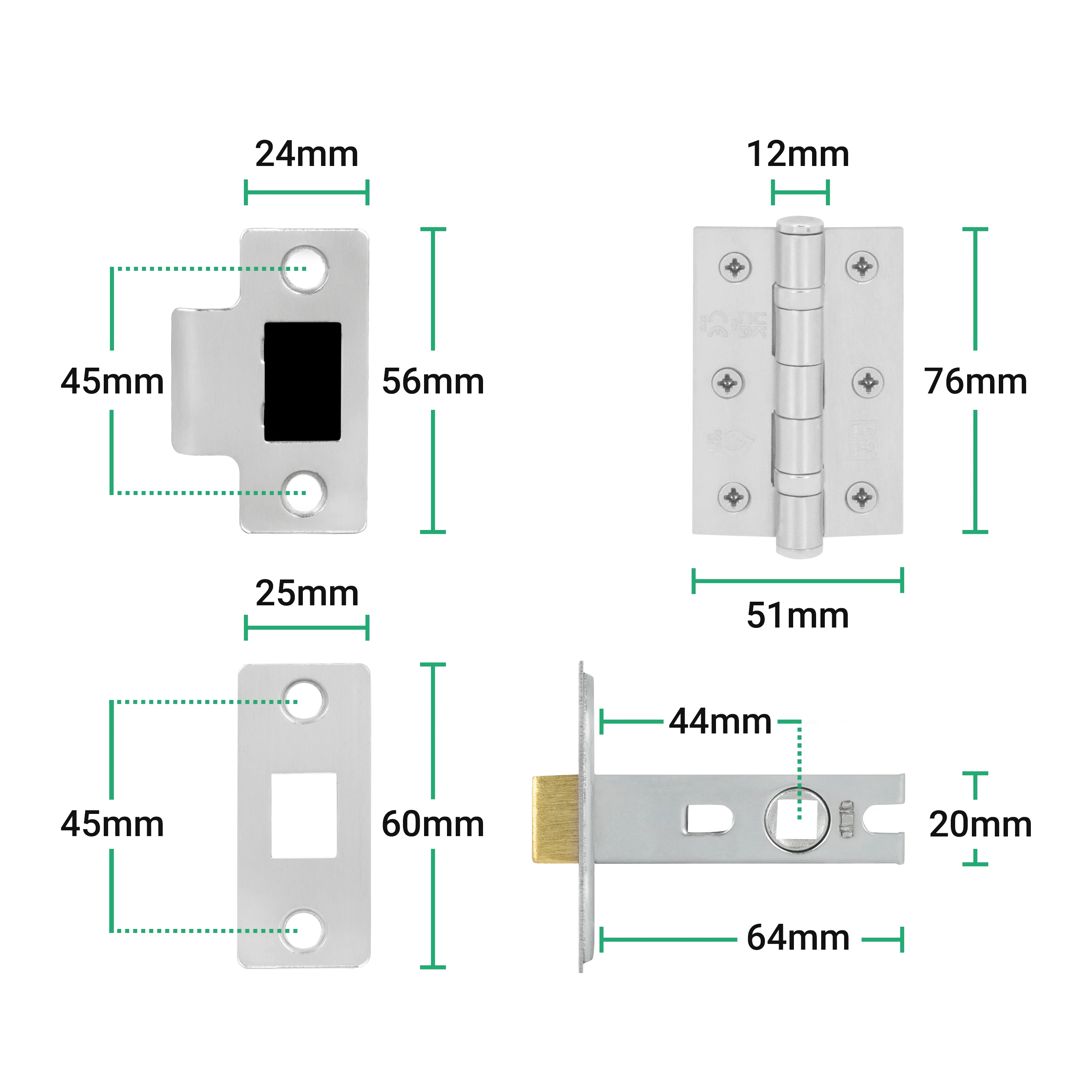Tapera Satin Nickel Lever on Rose Door Handle Kit - 64mm Latch - Image 5