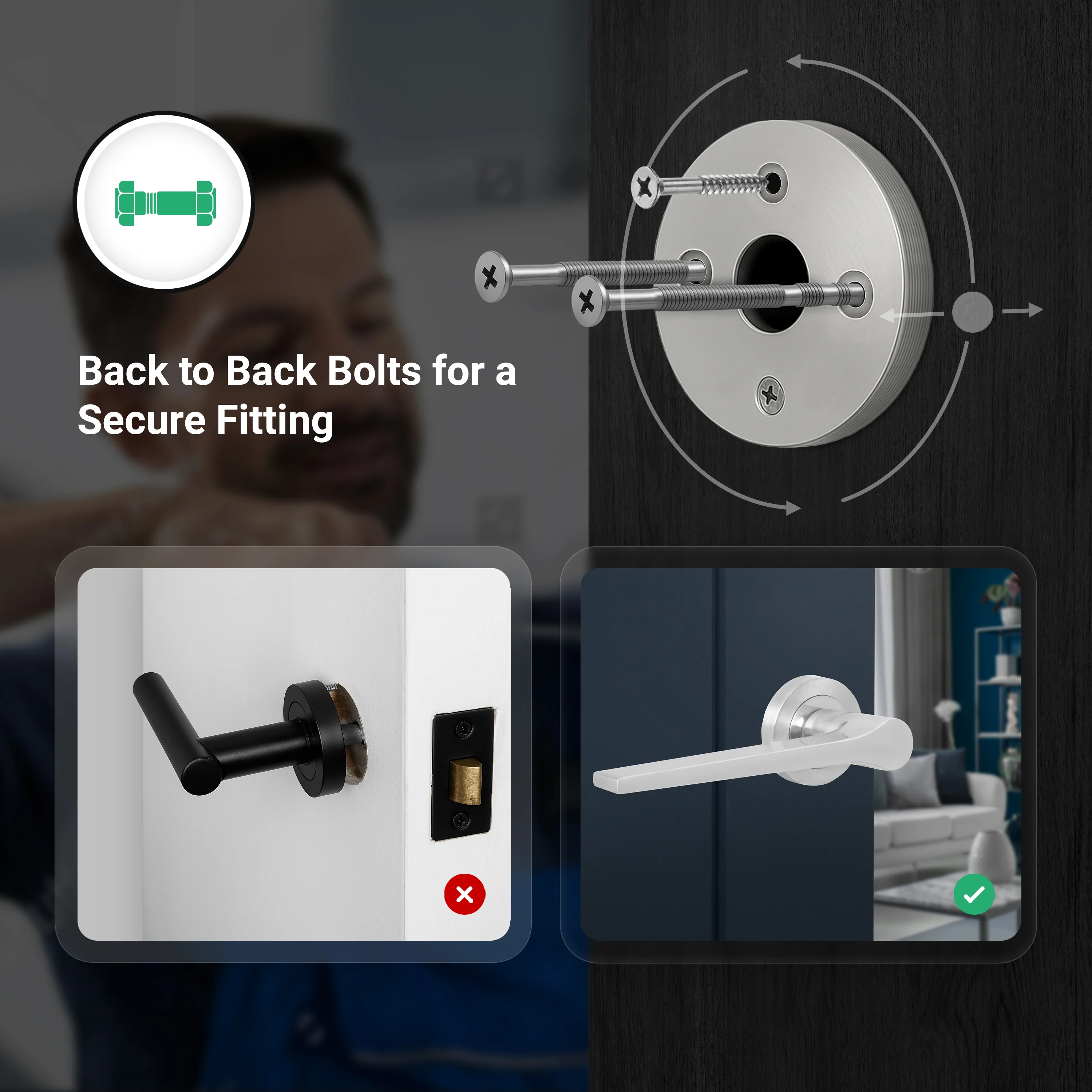 Tapera Satin Nickel Lever on Rose Door Handle Kit - Medium Duty FD30/60 - 80mm Euro Sashlock and Thumbturn Cylinder - Keyed to Differ - Image 3